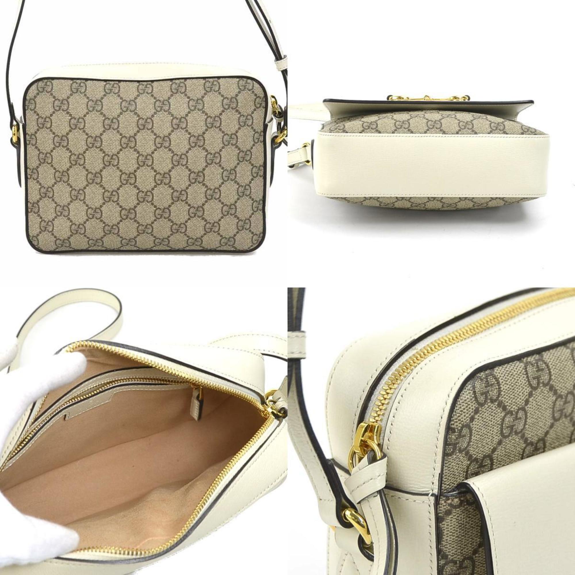 Gucci Beige White Gg Supreme Handbag (Pre-Owned)
