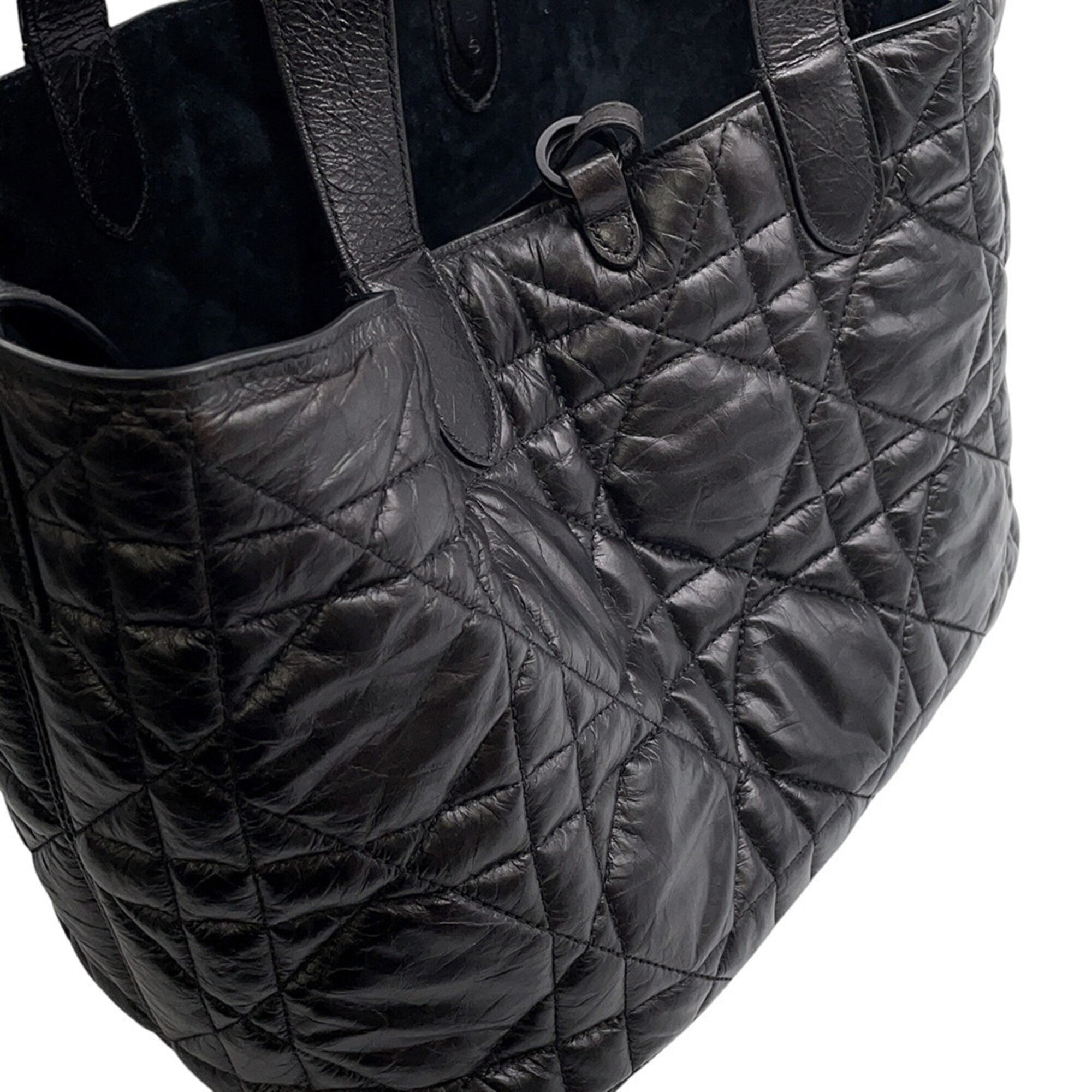 Christian Dior Black Leather Handbag Pouch Tote Bag (Pre-Owned)