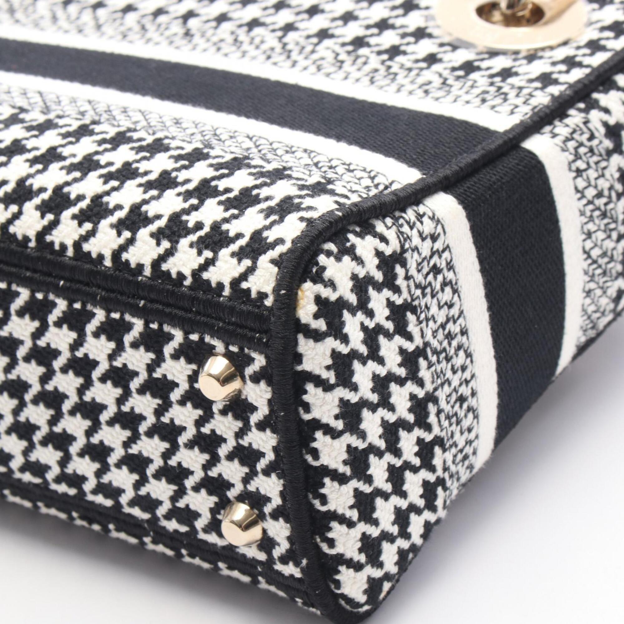Christian Dior Black White Canvas Handbag (Pre-Owned)