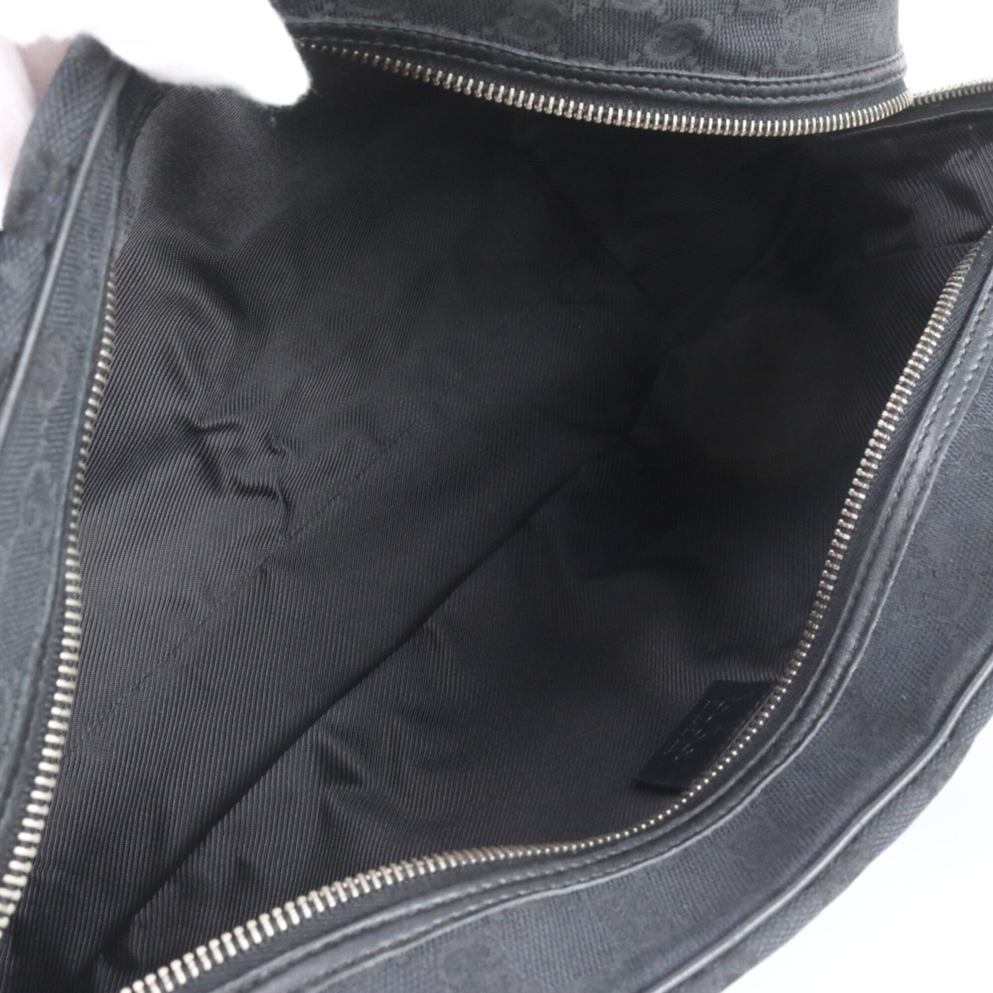 Gucci Black Leather Canvas Boston Bag Handbag Shoulder Bag Tote Bag (Pre-Owned)