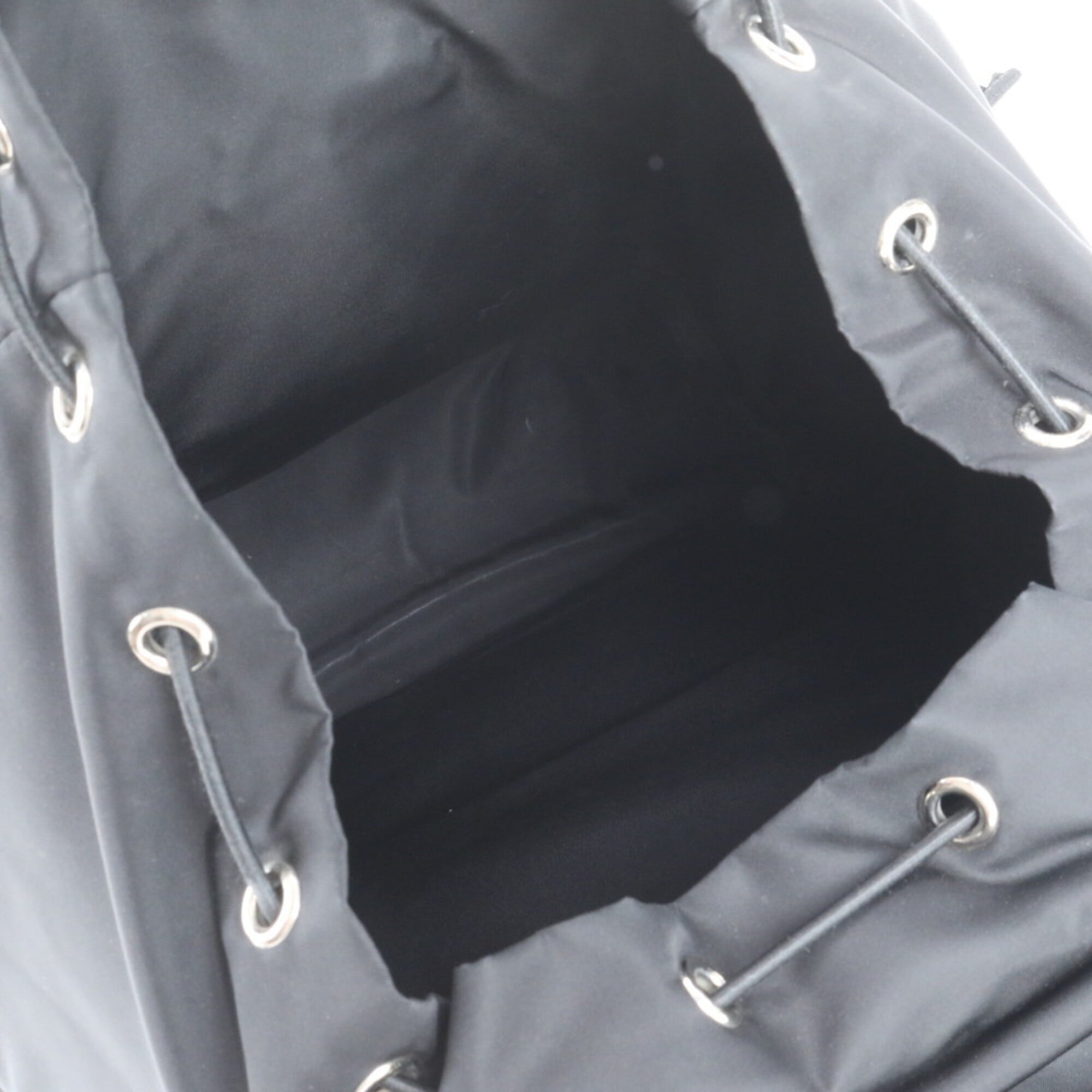 Prada Black Nylon Leather Backpack Handbag (Pre-Owned)