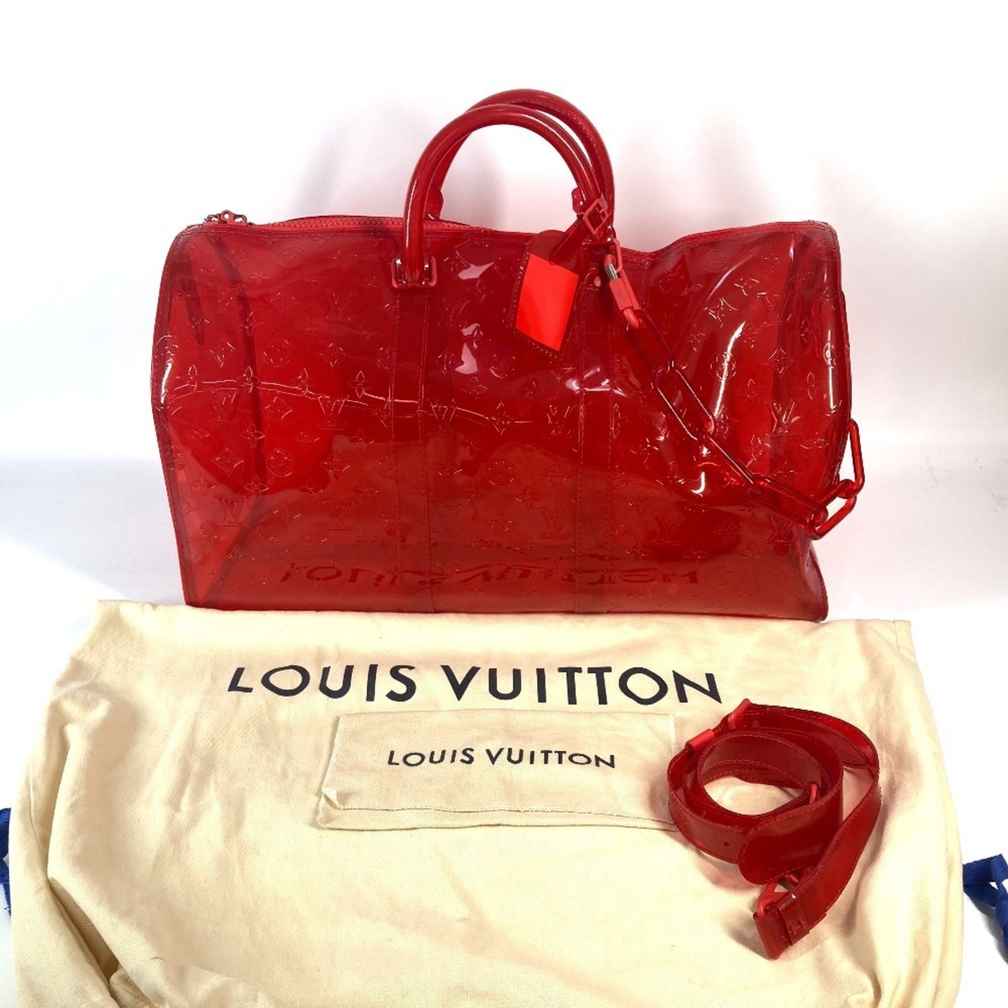 Louis Vuitton Red Color Vinyl Boston Bag Handbag Shoulder Bag (Pre-Owned)