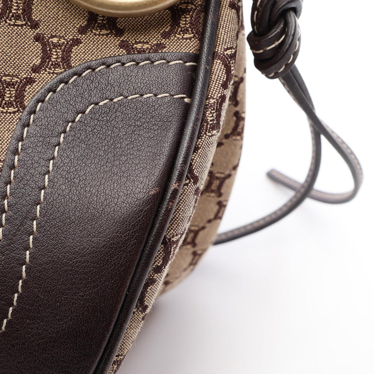 Celine Beige Brown Canvas Leather Handbag Shoulder Bag (Pre-Owned)