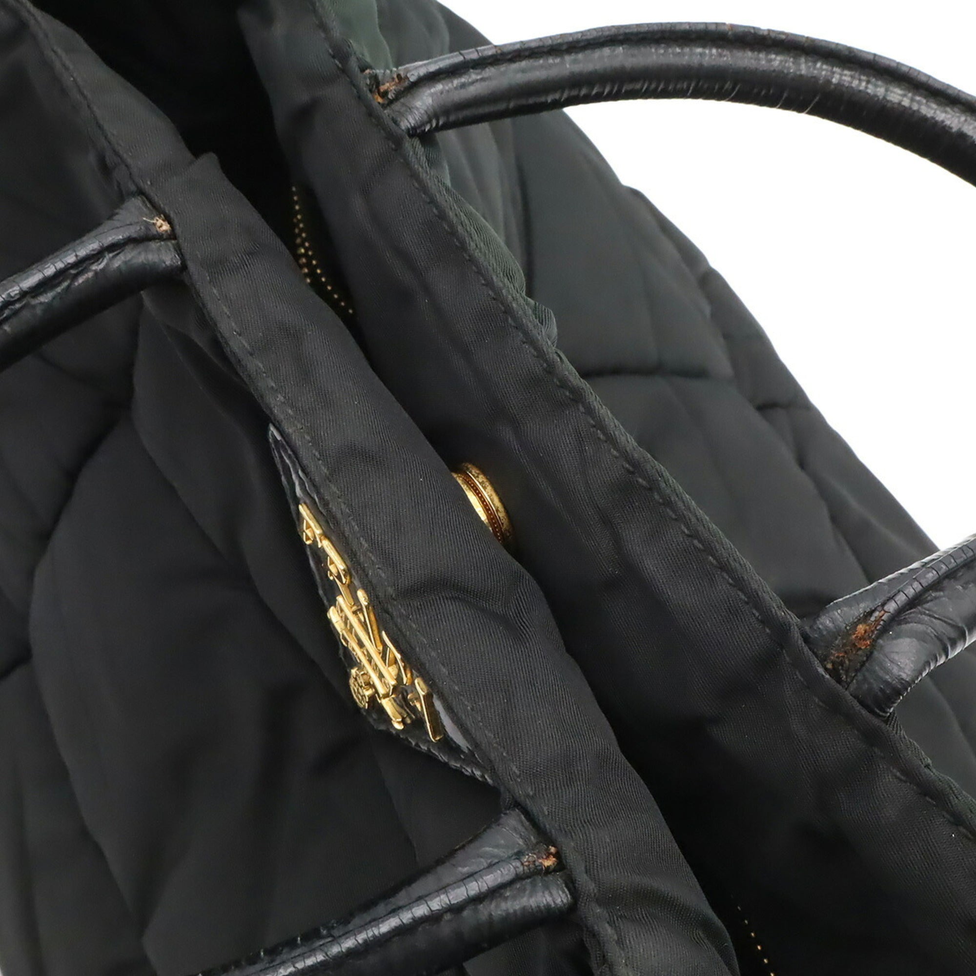 Prada Black Nero White Quilting Shoulder Bag Tote Bag (Pre-Owned)