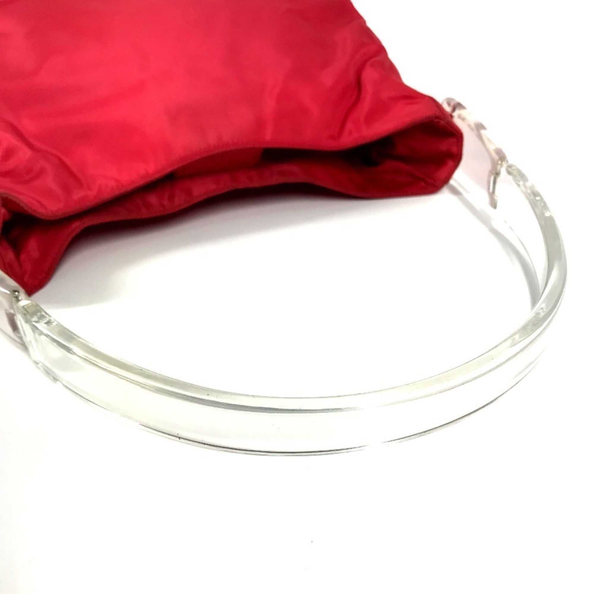 Prada Red Color Nylon Handbag Shoulder Bag (Pre-Owned)