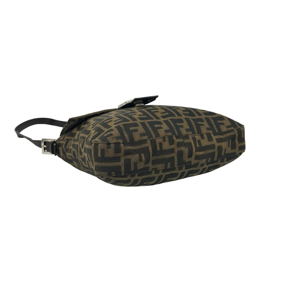 Fendi Black Brown Canvas Leather Shoulder Bag (Pre-Owned)
