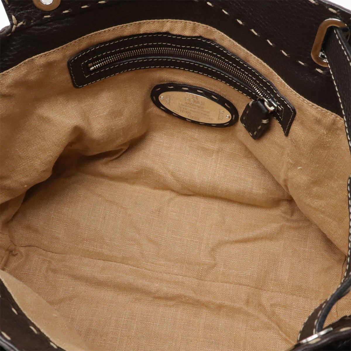 Fendi Selleria Dark Brown Leather Handbag (Pre-Owned)