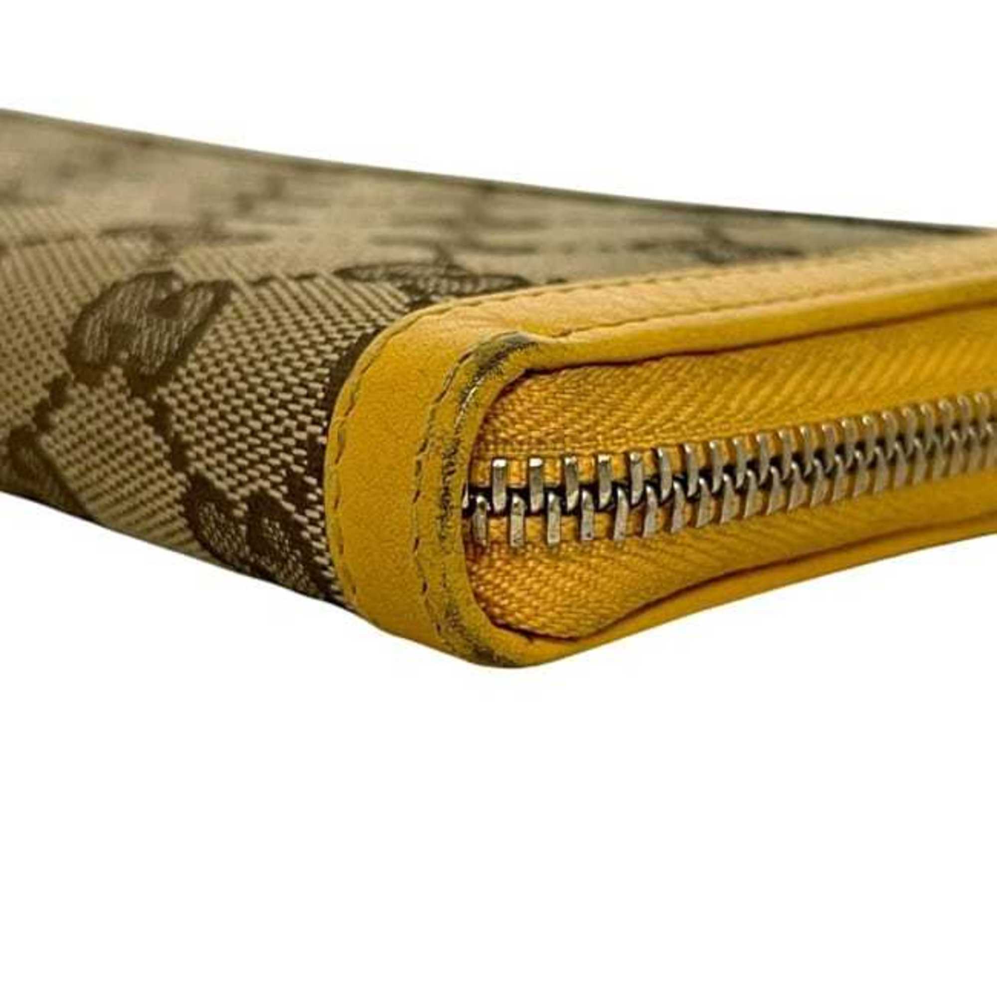 Gucci Bamboo Beige Yellow Gg Canvas Bamboo Long Wallet (Bi-Fold) (Pre-Owned)