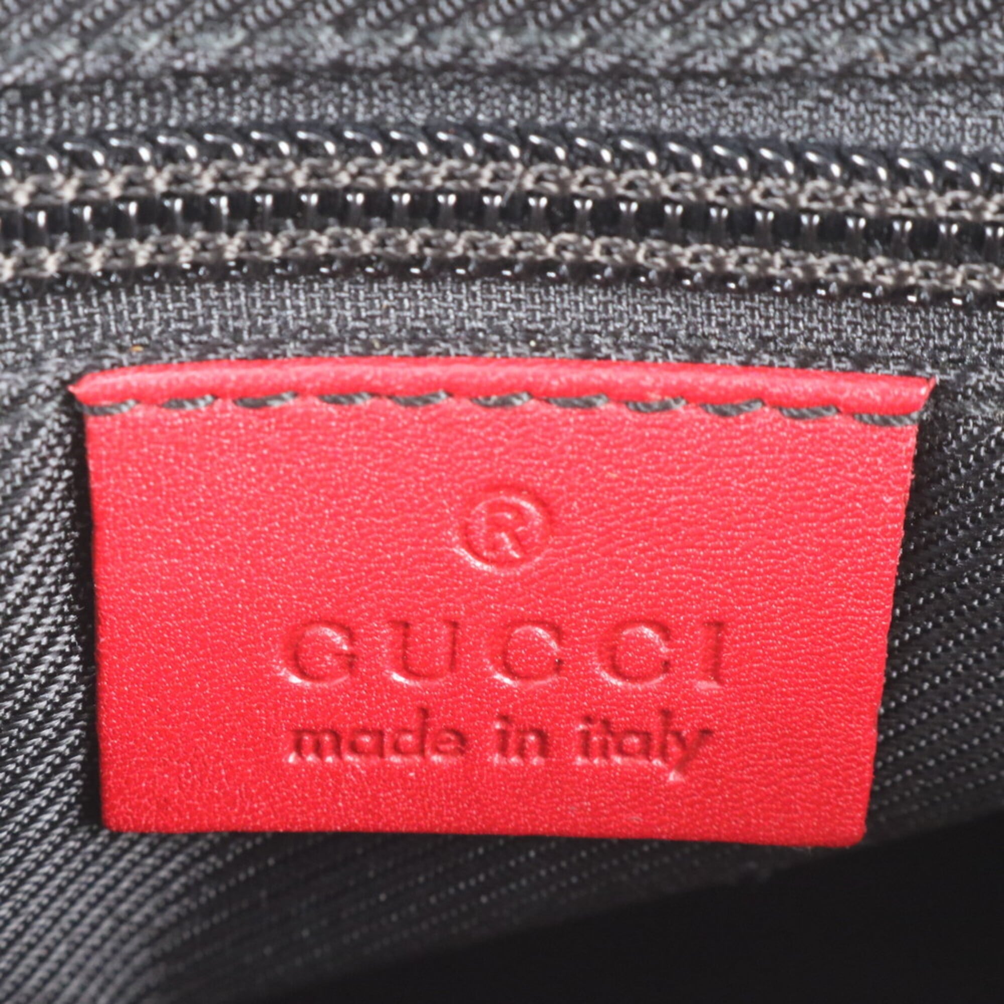 Gucci Red Color Leather Canvas Handbag Shoulder Bag Tote Bag (Pre-Owned)