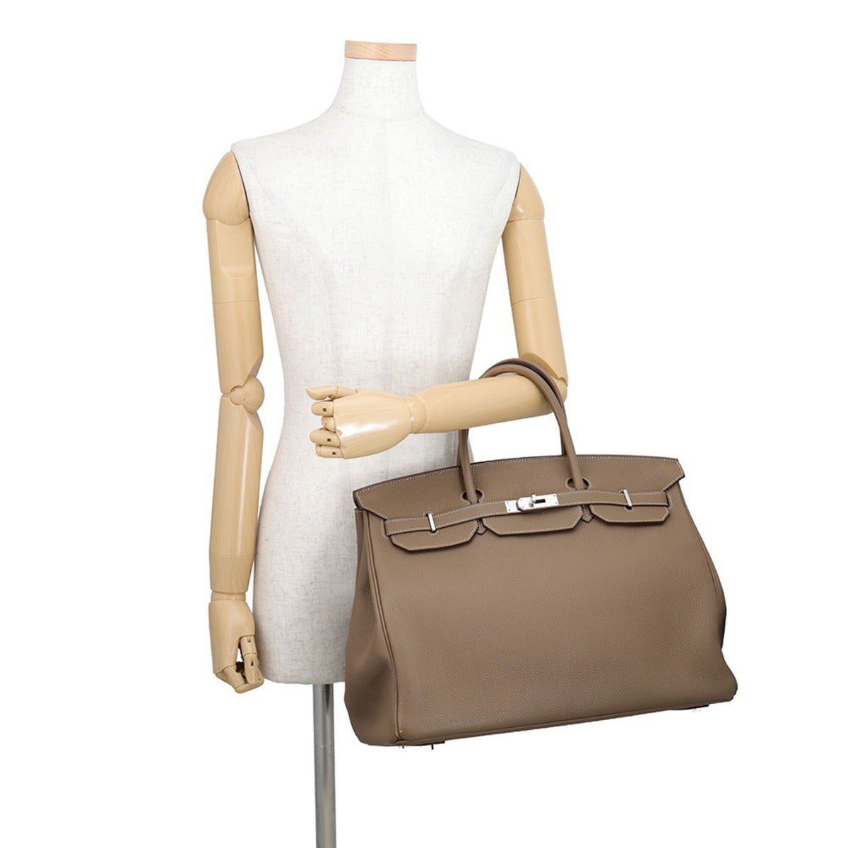 Hermes Etoupe Gray Togo Leather Handbag (Pre-Owned)