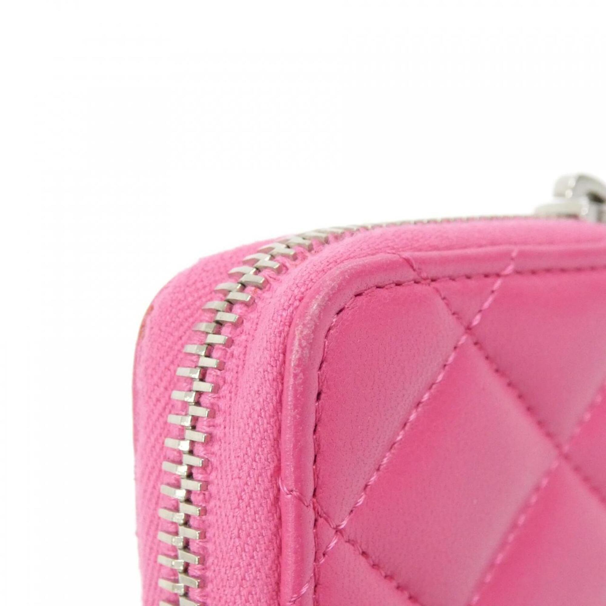 Chanel Pink Leather Coin Purse/Coin Case (Pre-Owned)