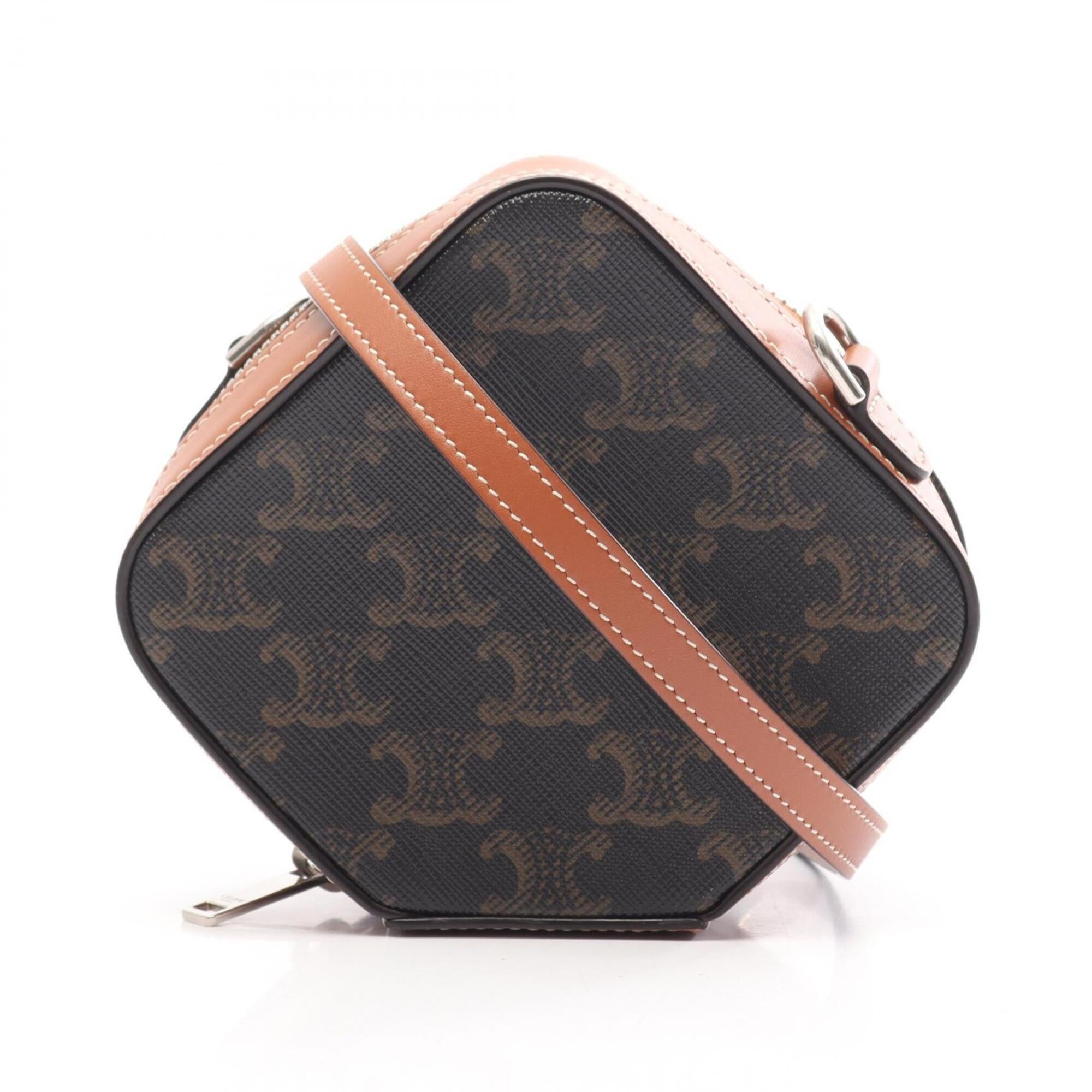 Celine Black Brown Coated Canvas Leather Handbag Shoulder Bag (Pre-Owned)