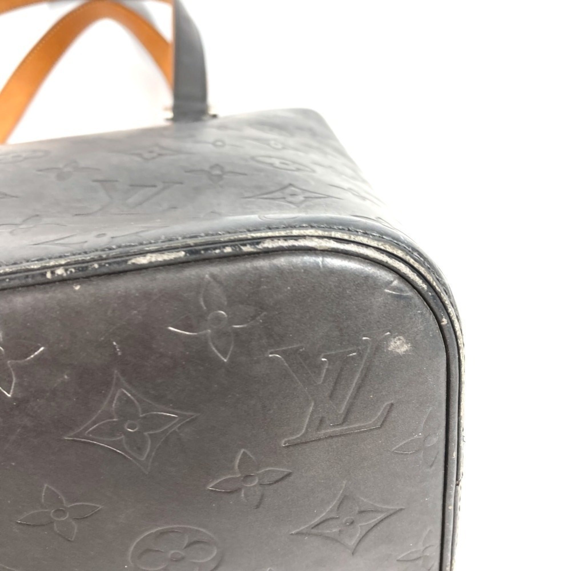 Louis Vuitton Black Dark Gray Monogram Mat Leather Shoulder Bag Tote Bag (Pre-Owned)