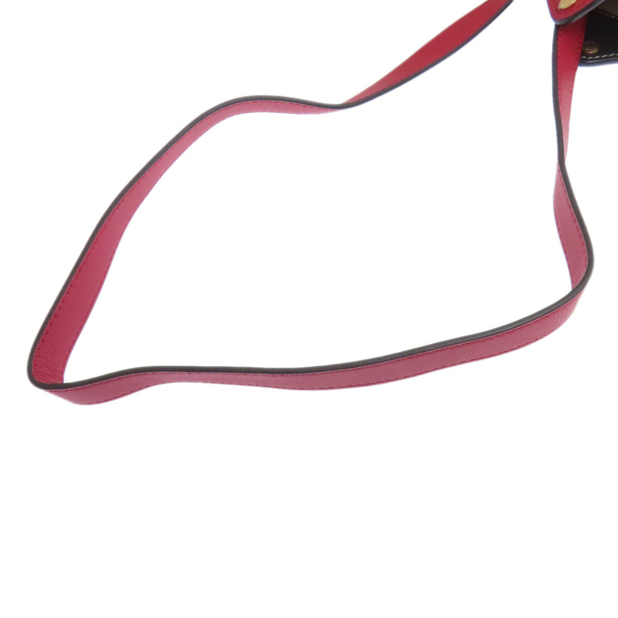 Fendi Beige Red Color Leather Handbag (Pre-Owned)