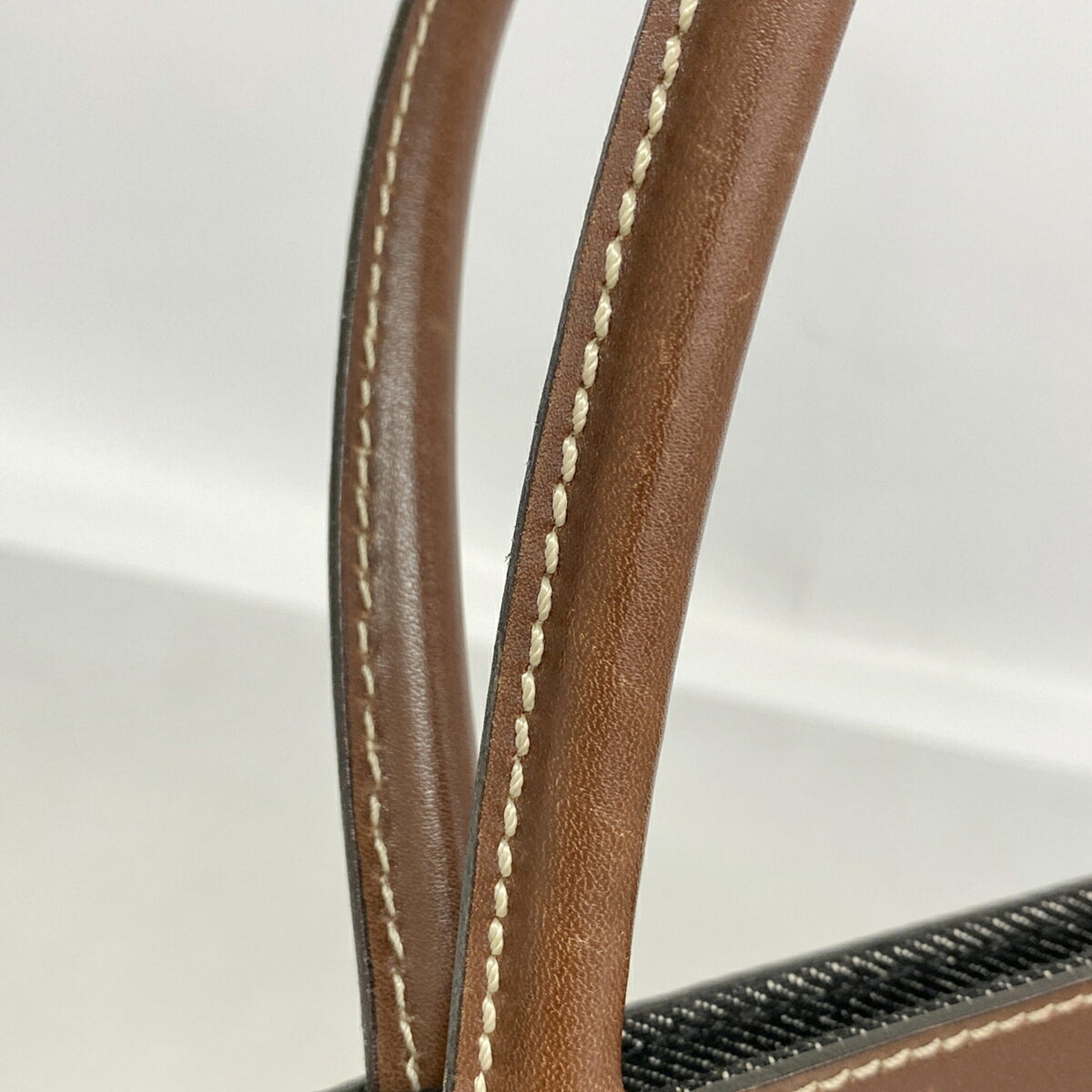 Chanel Black Brown Denim Leather Tote Bag (Pre-Owned)