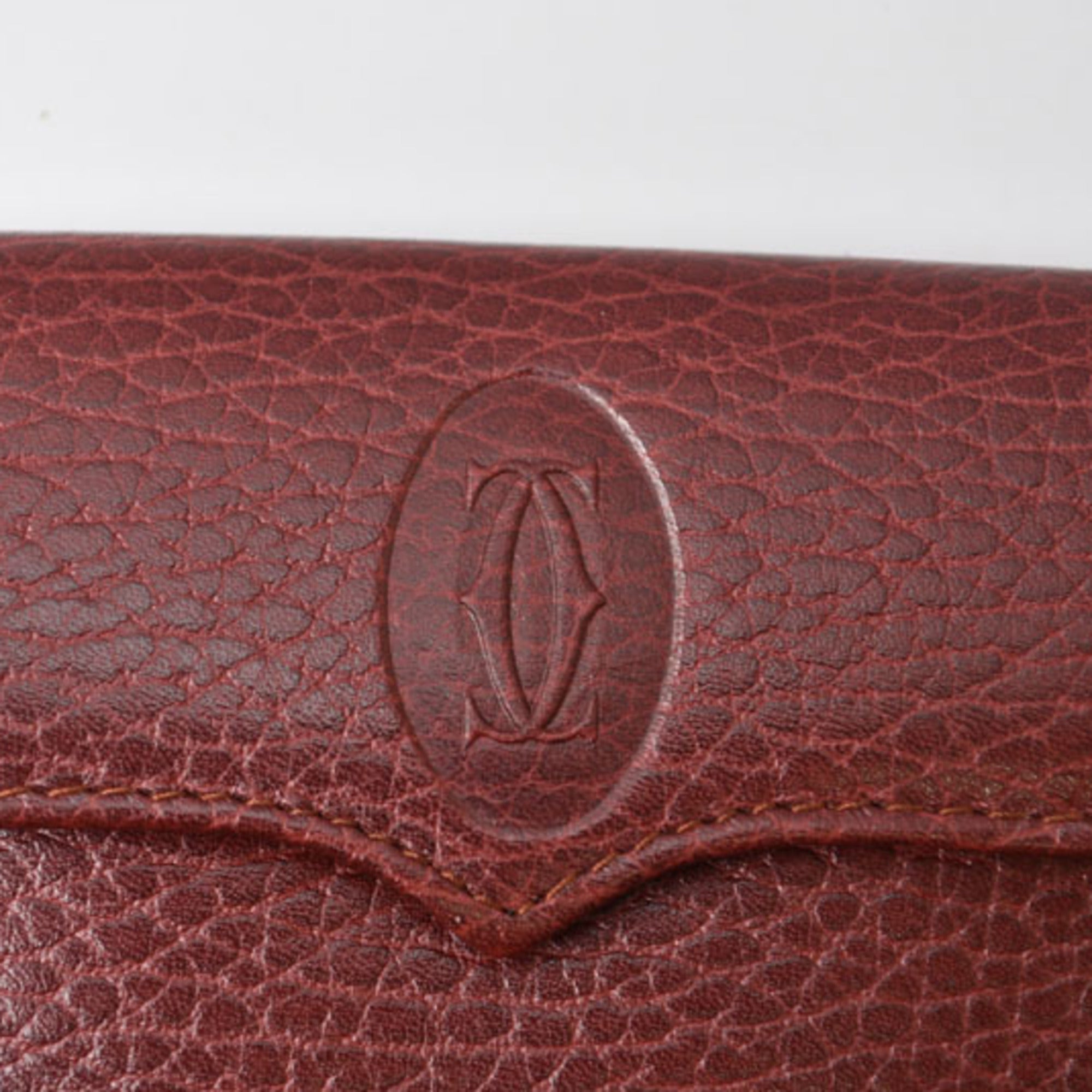 Cartier Bordeaux Leather Coin Purse/Coin Case (Pre-Owned)