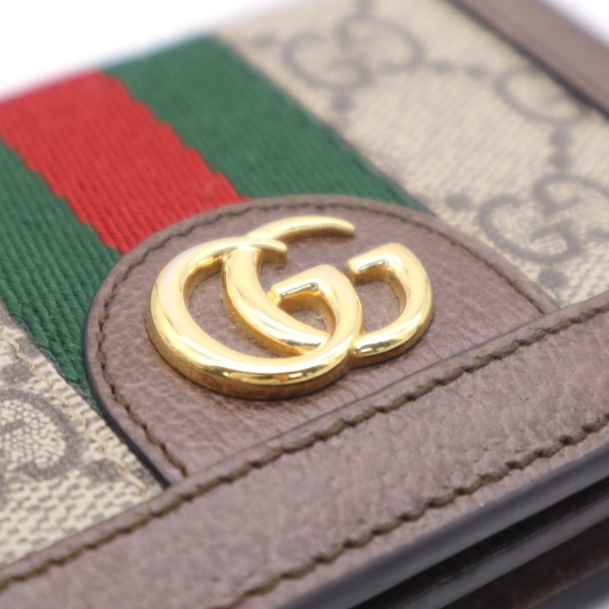 Gucci Ophidia Beige Brown Multi-Color Coated Canvas Leather Wallet (Bi-Fold) (Pre-Owned)