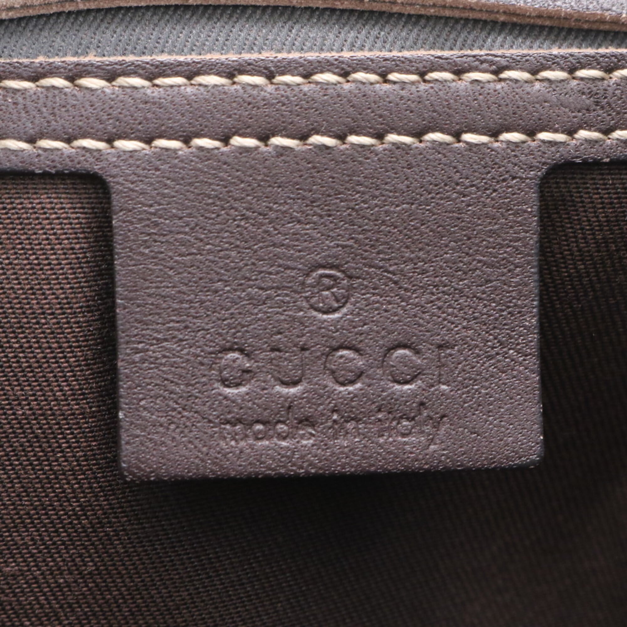 Gucci Beige Brown Leather Coated Canvas Handbag Shoulder Bag Tote Bag (Pre-Owned)