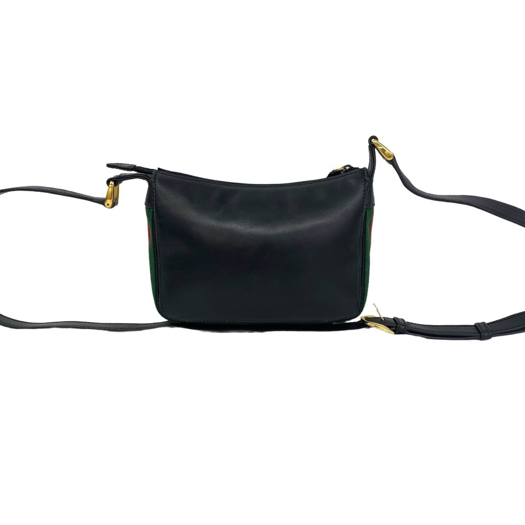 Gucci Black Green Red Color Leather Pochette Shoulder Bag (Pre-Owned)