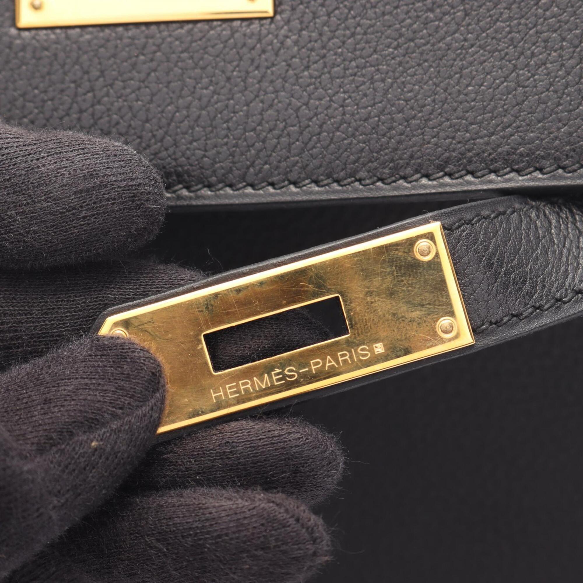 Hermes Black Evergrain Leather Handbag (Pre-Owned)