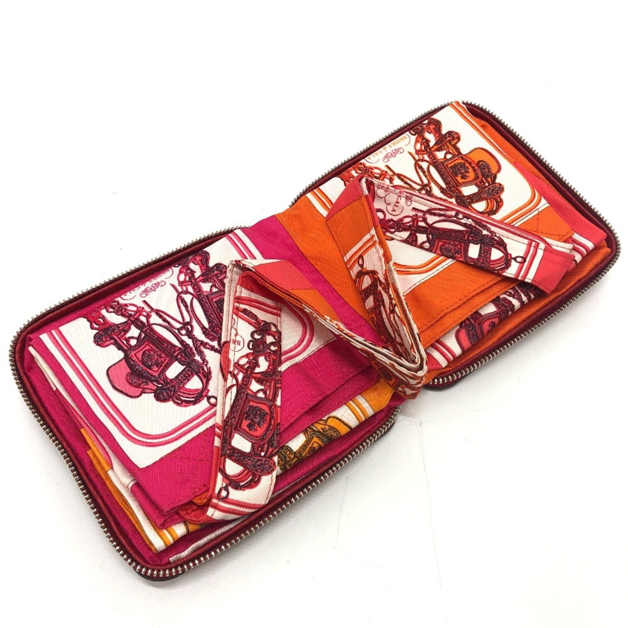 Hermes Red Color Rouge H Buffle Skipper Leather Silk Eco-Bag Shopping Bag Tote Bag (Pre-Owned)