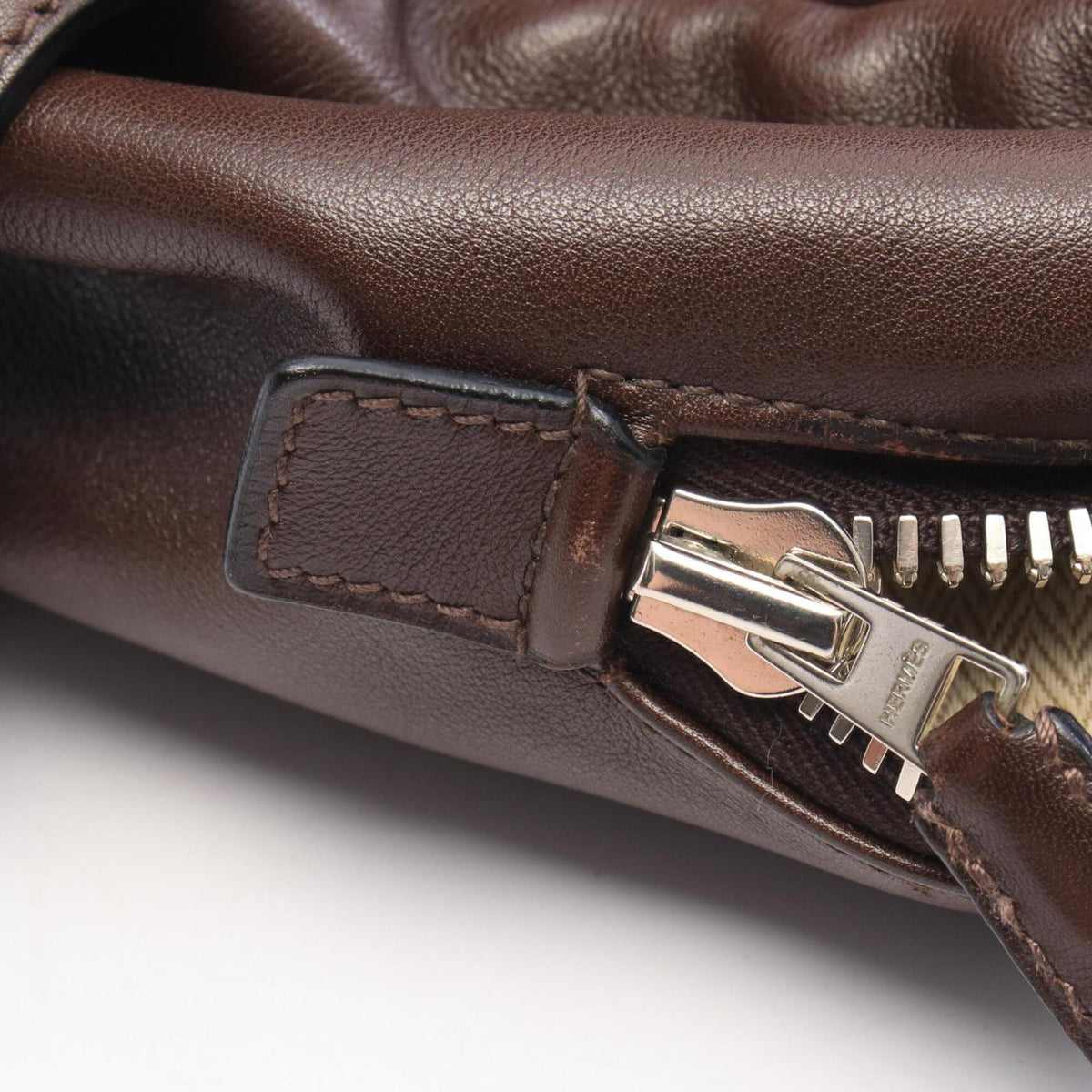 Hermes Brown Leather Boston Bag Handbag (Pre-Owned)