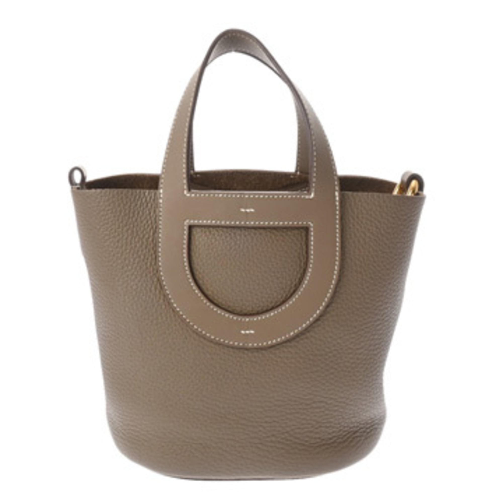 Hermes Etoupe Gray Taurillon Clemence Leather Swift Leather Handbag (Pre-Owned)