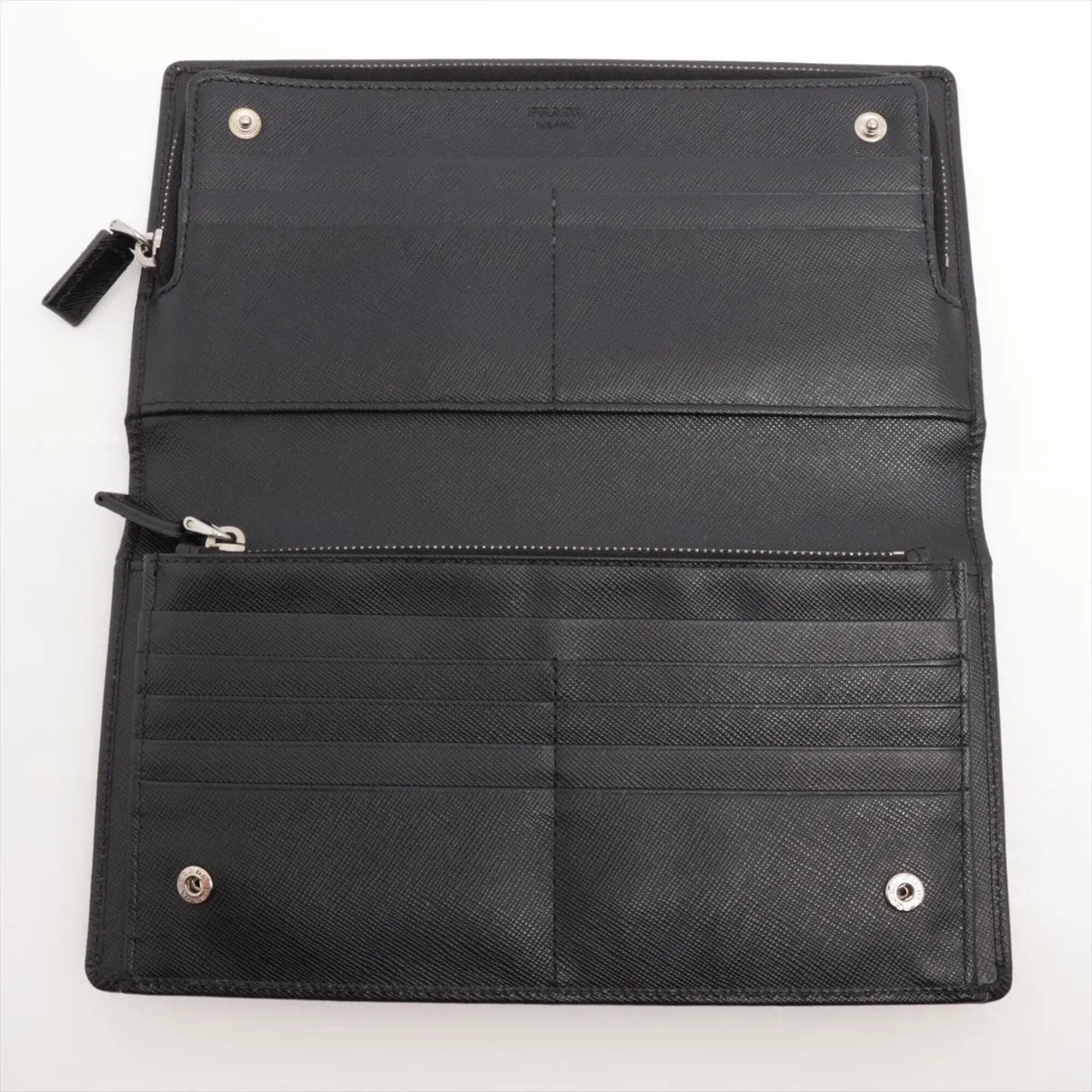 Prada Saffiano Black Saffiano Long Wallet (Bi-Fold) (Pre-Owned)
