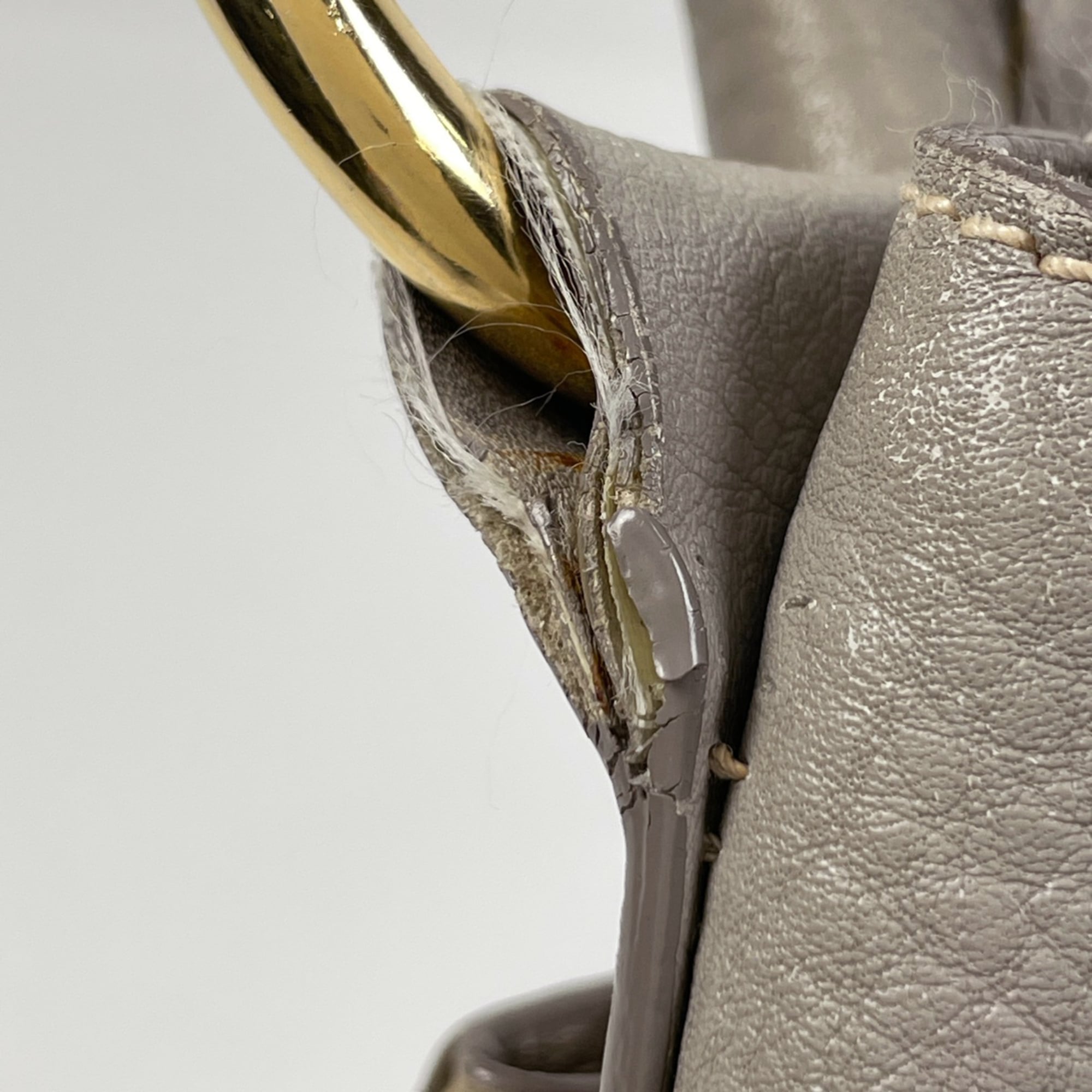 Prada Gray Leather Shoulder Bag (Pre-Owned)