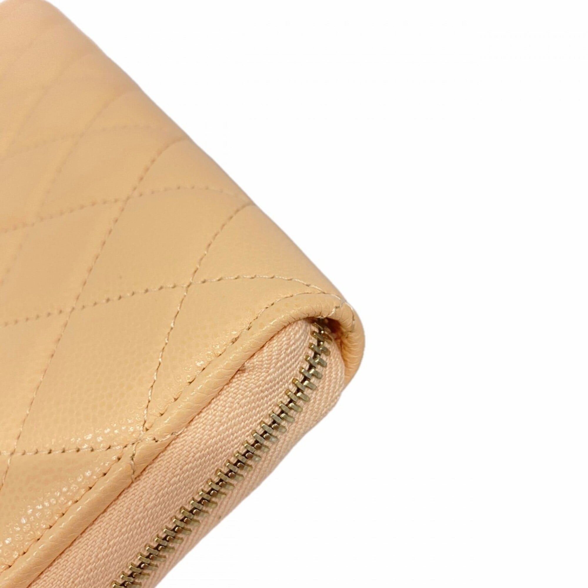 Chanel Beige Grained Calfskin Long Wallet (Bi-Fold) (Pre-Owned)