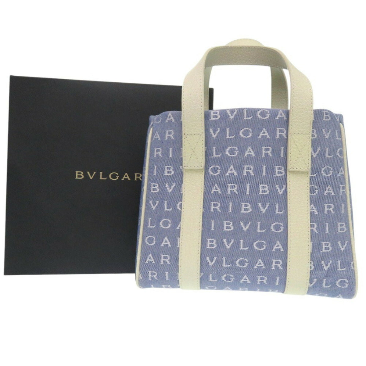 Bvlgari Blue Ivory Canvas Tote Bag (Pre-Owned)