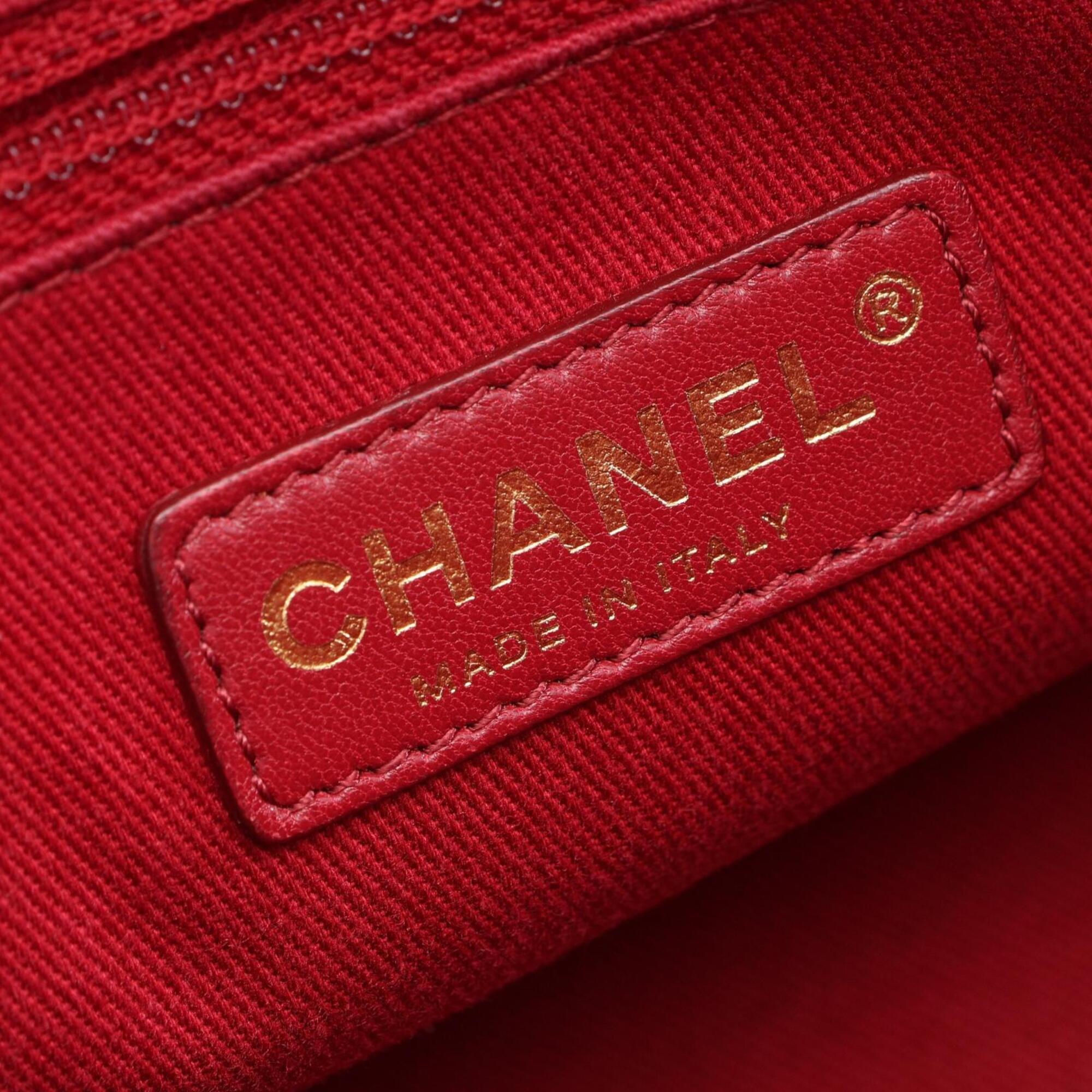 Chanel Red Color Grained Calfskin Handbag Shoulder Bag (Pre-Owned)