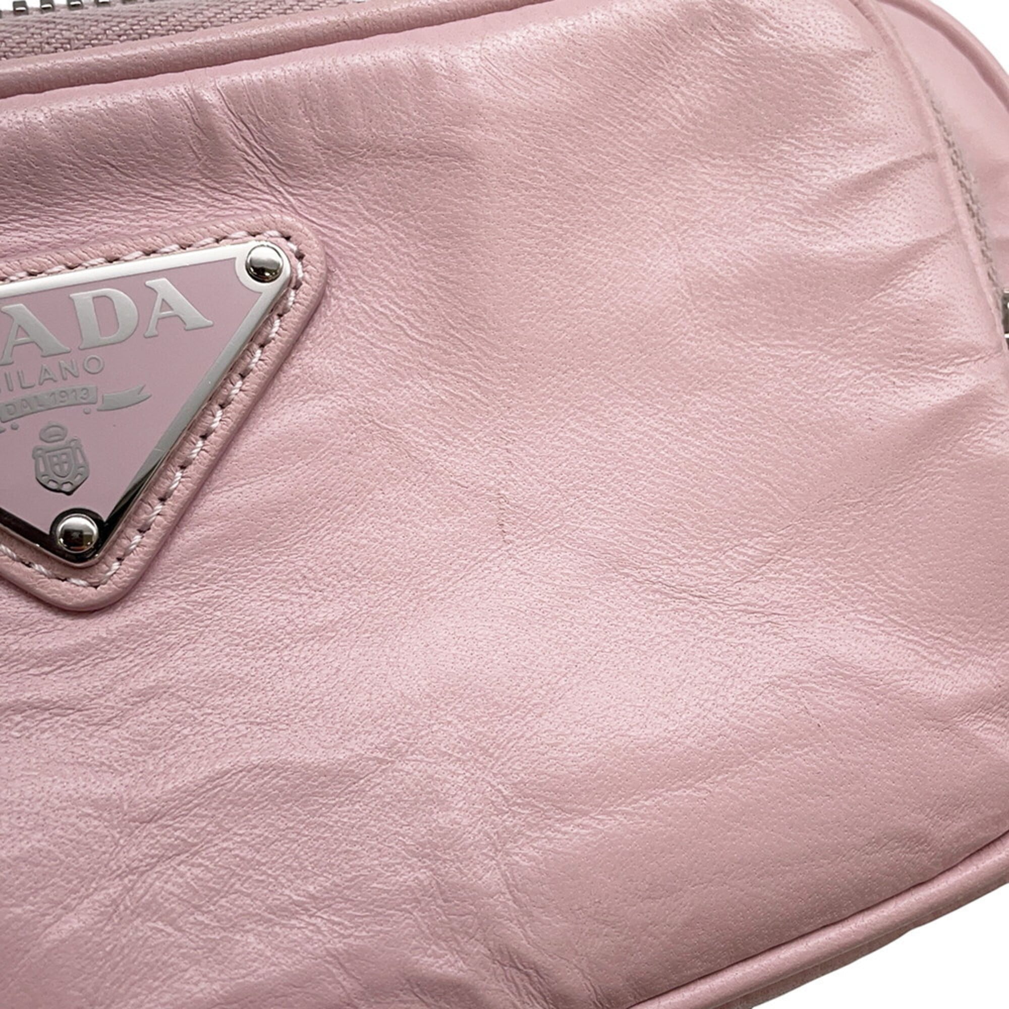 Prada Pink Leather Handbag Shoulder Bag (Pre-Owned)
