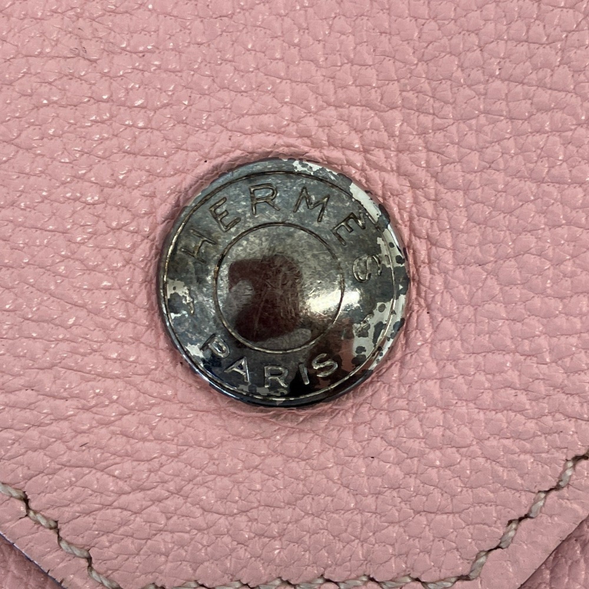 Hermes Pink Rose Sakura Leather Coin Purse/Coin Case (Pre-Owned)