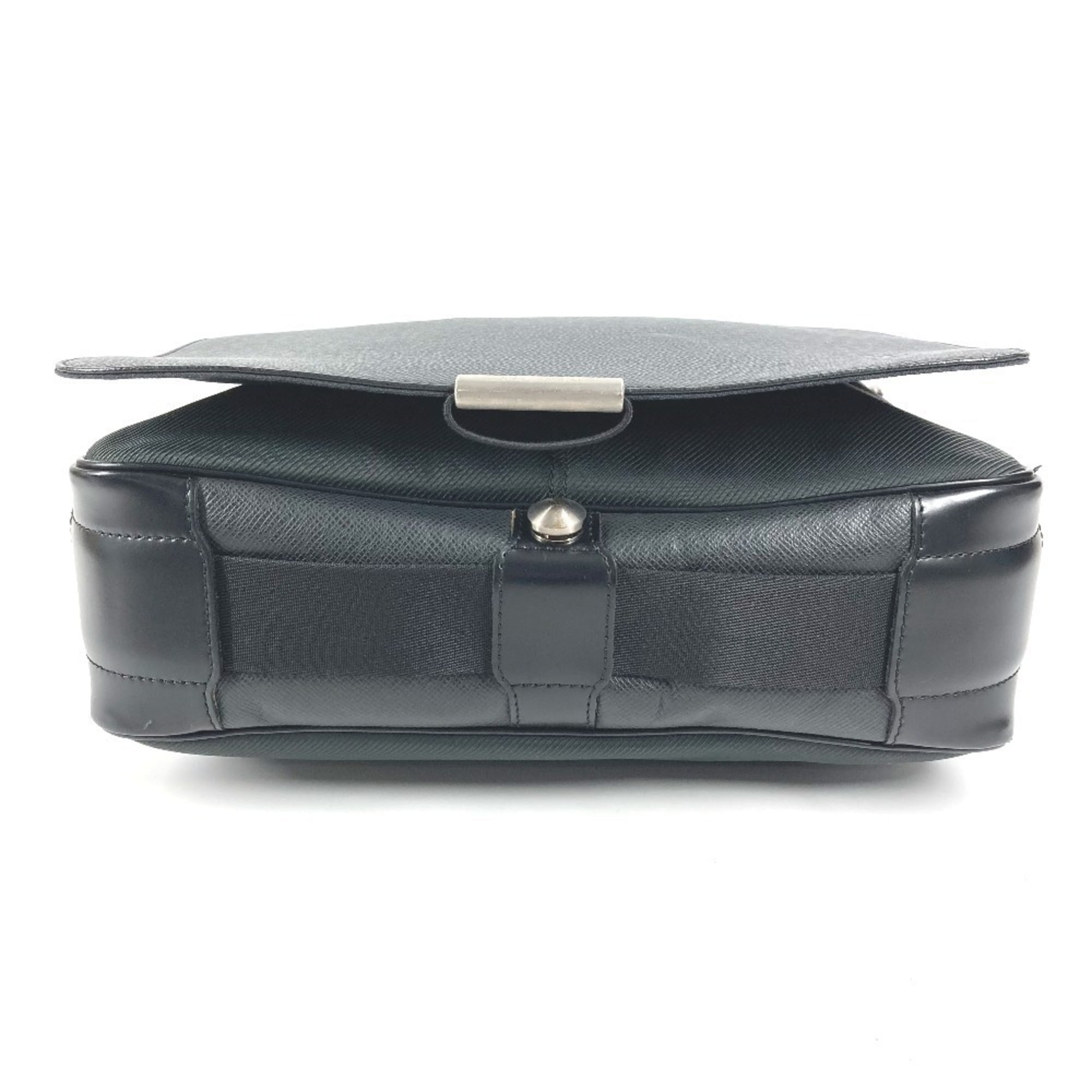 Louis Vuitton Ardoise Black Khaki Taiga Leather Nylon Leather Messenger Bag Shoulder Bag (Pre-Owned)
