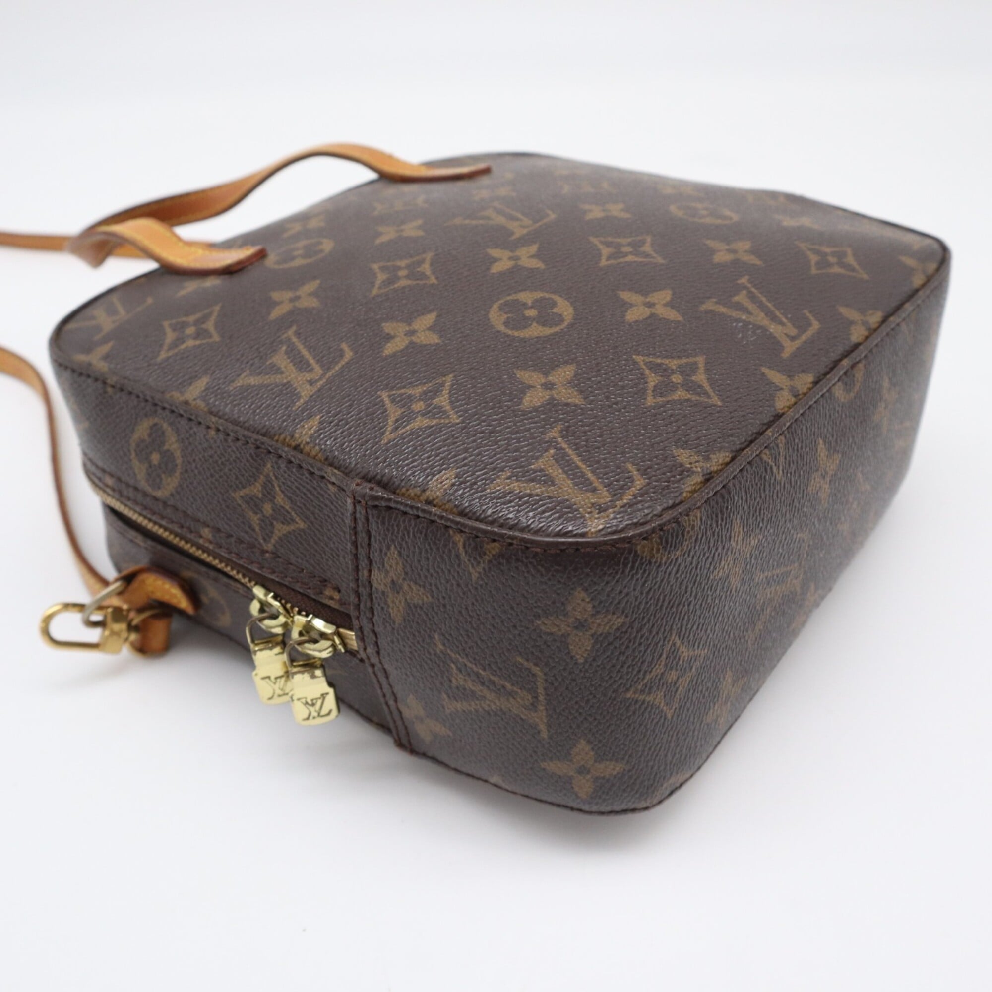 Louis Vuitton Monogram Beige Brown Coated Canvas Leather Handbag (Pre-Owned)