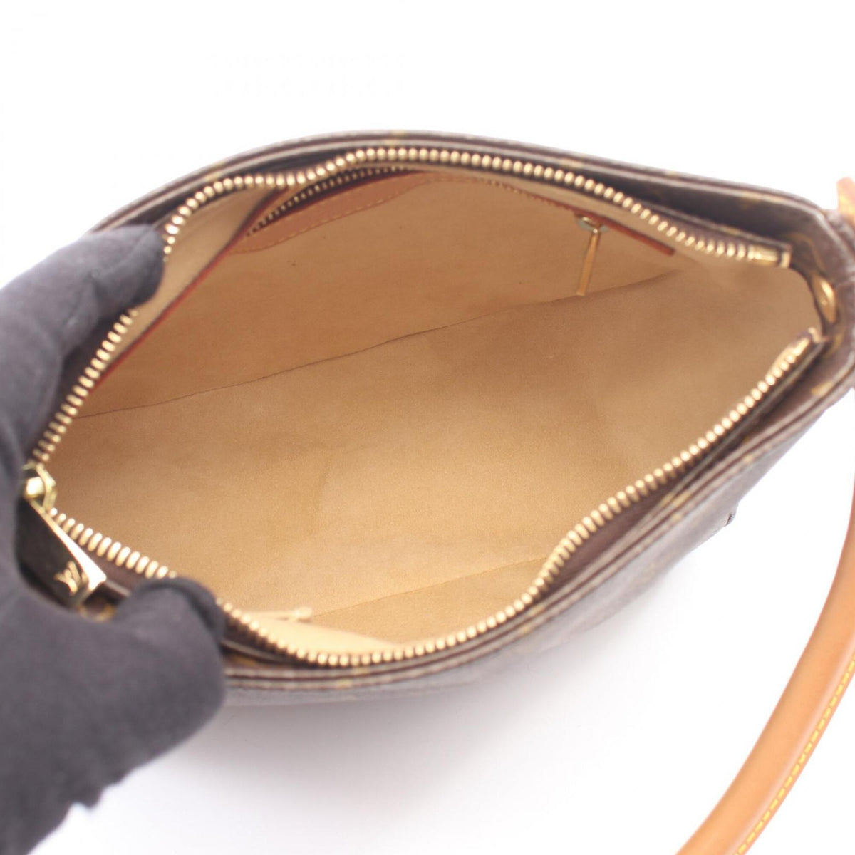 Louis Vuitton Brown Coated Canvas Leather Handbag Shoulder Bag (Pre-Owned)
