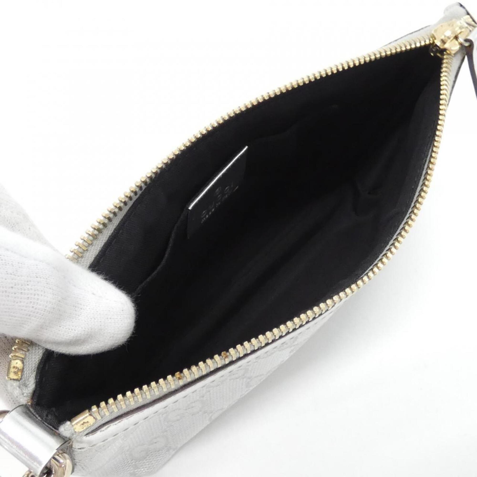 Gucci Gg Canvas Silver Gg Canvas Handbag (Pre-Owned)