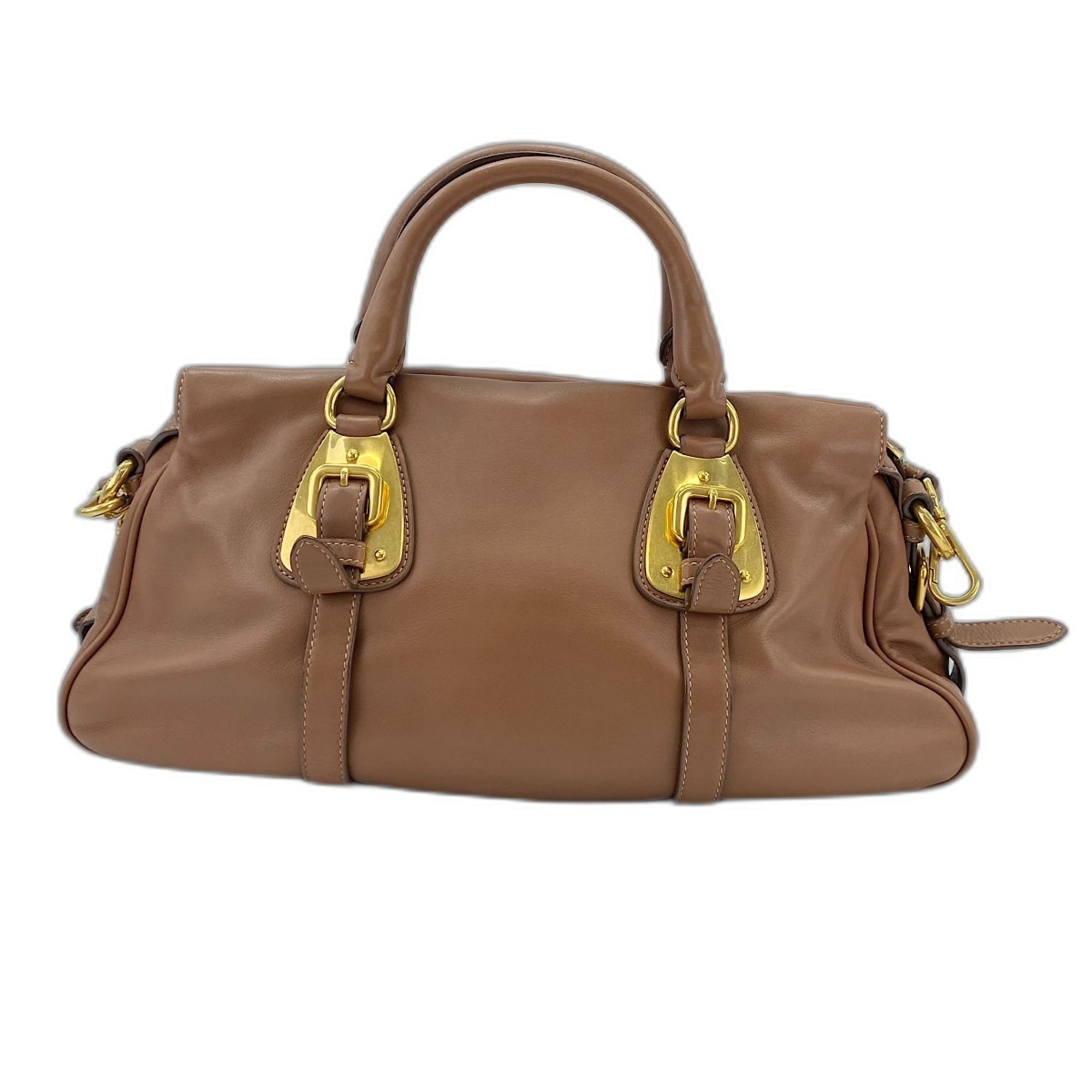 Prada Brown Boston Bag Handbag (Pre-Owned)