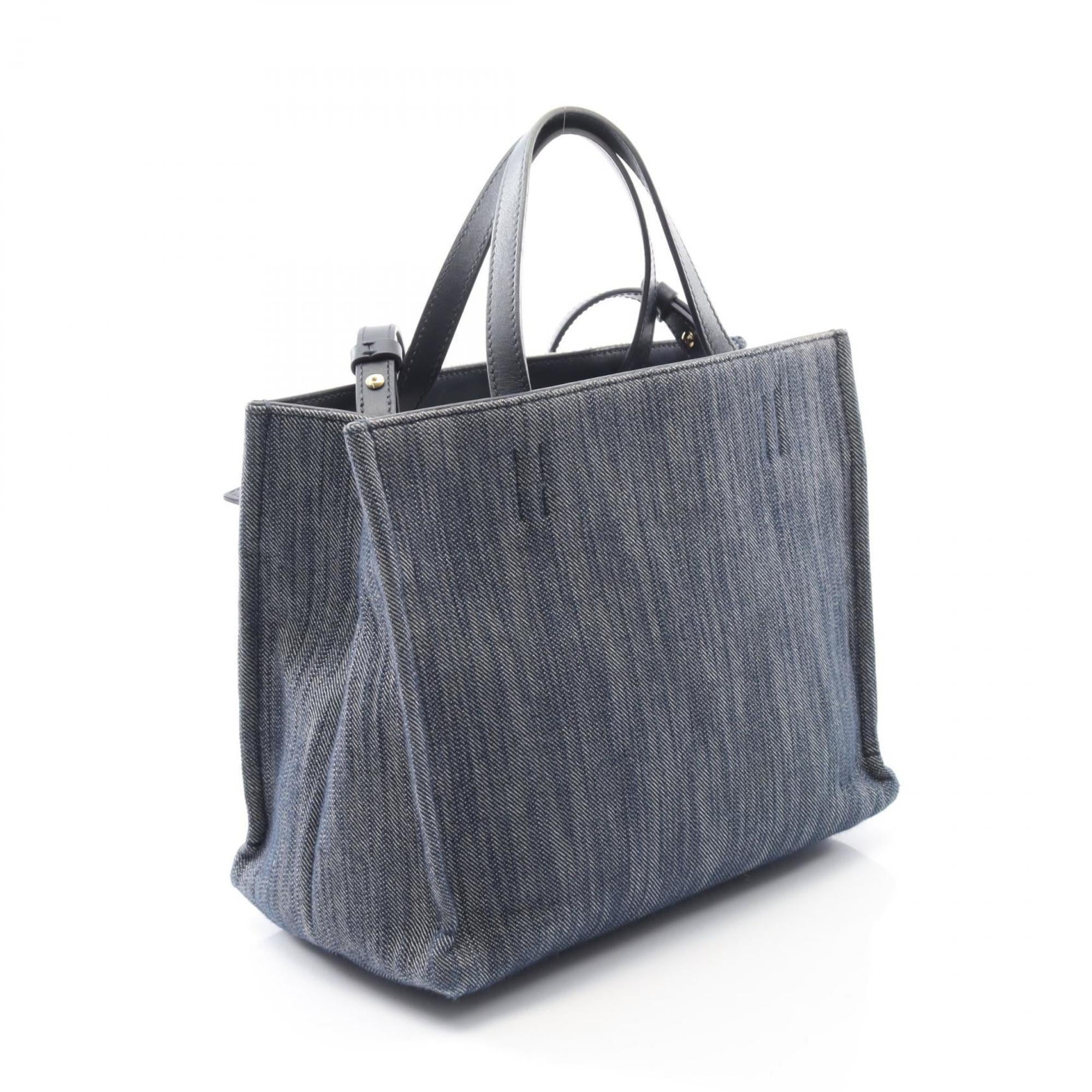 Salvatore Ferragamo Navy Denim Leather Handbag (Pre-Owned)