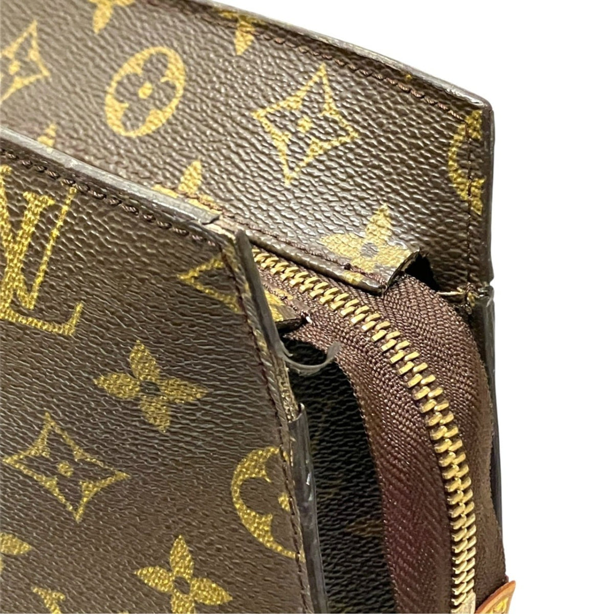 Louis Vuitton Brown Monogram Canvas Leather Tote Bag (Pre-Owned)
