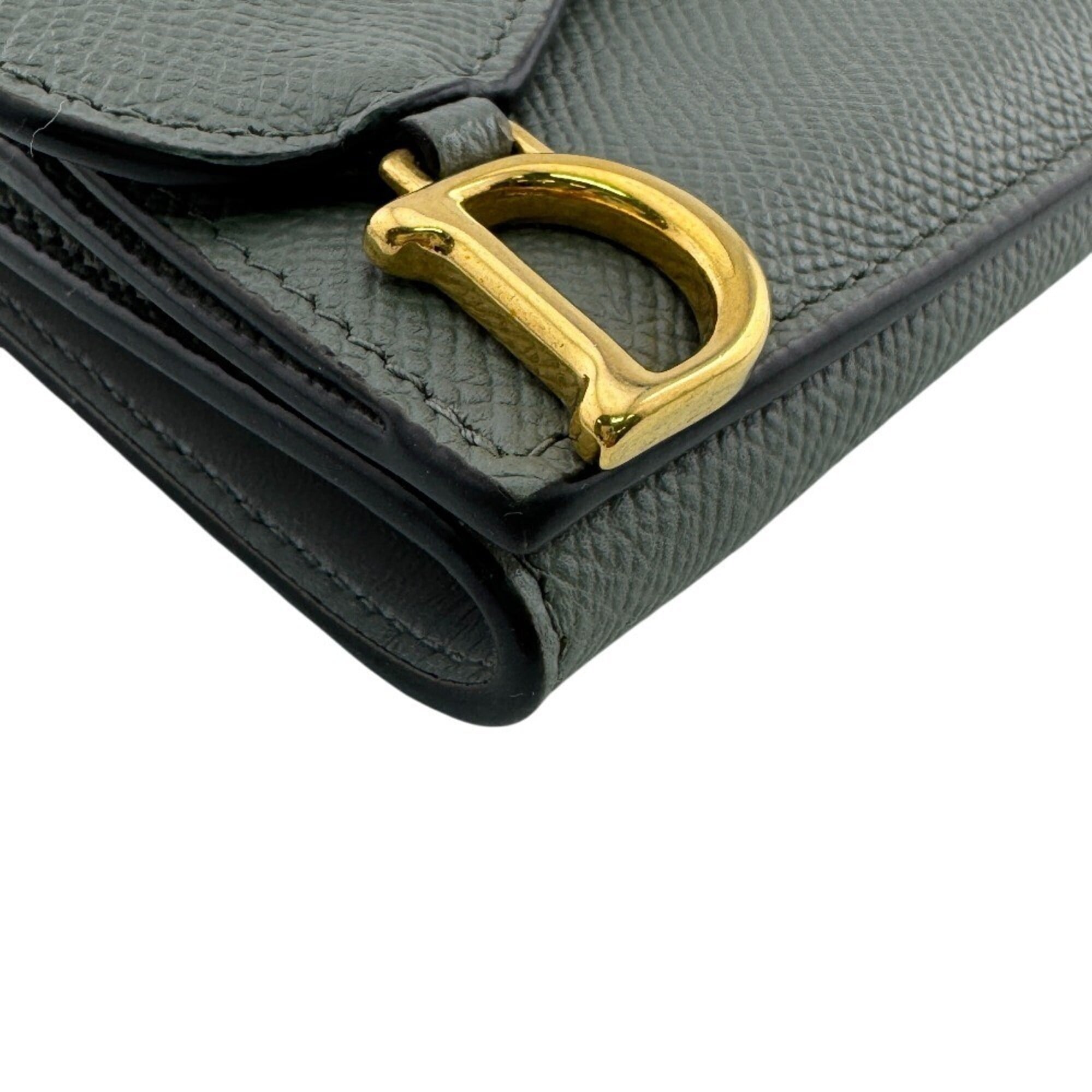 Christian Dior Gray Leather Wallet (Tri-Fold) (Pre-Owned)