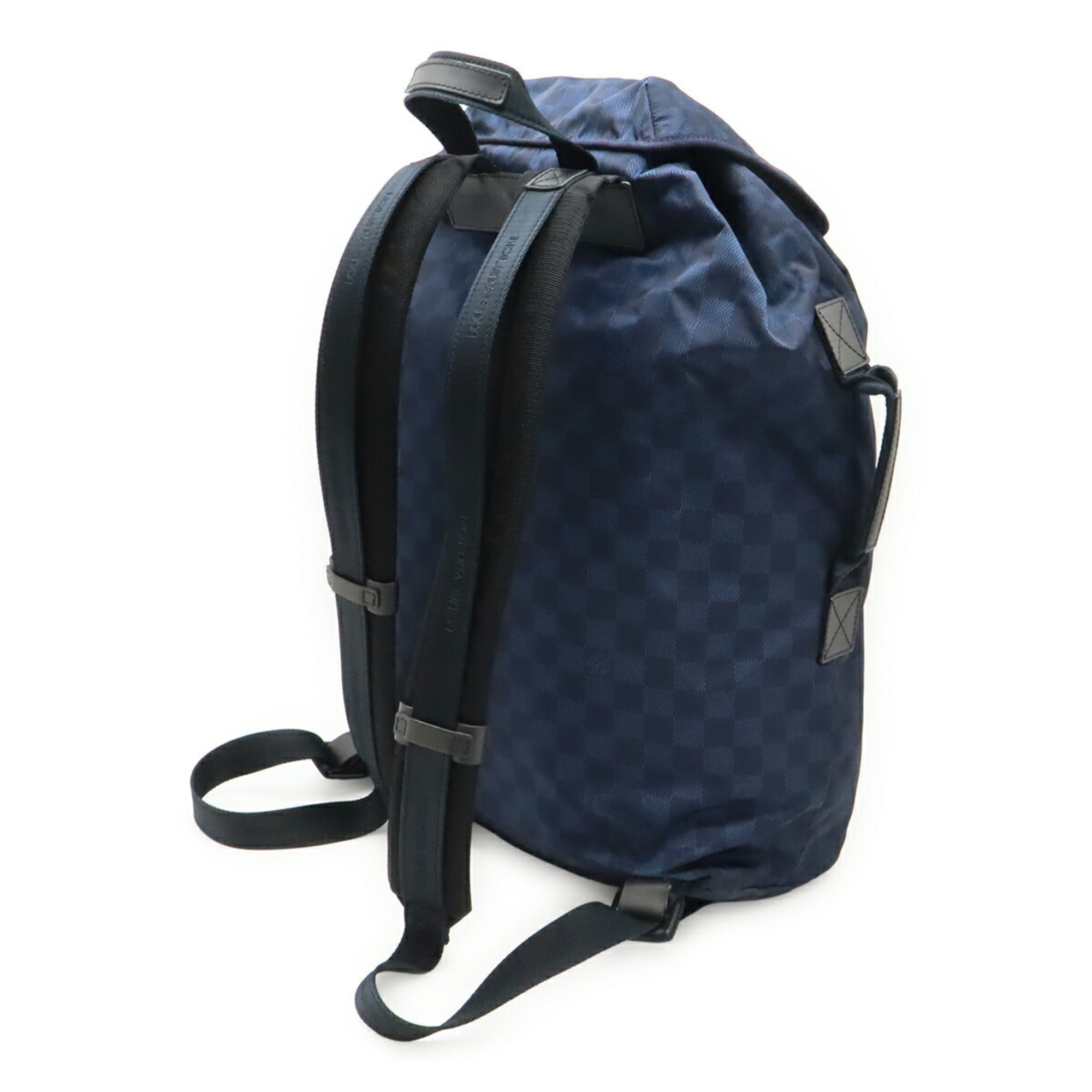 Louis Vuitton Navy Nylon Leather Backpack (Pre-Owned)