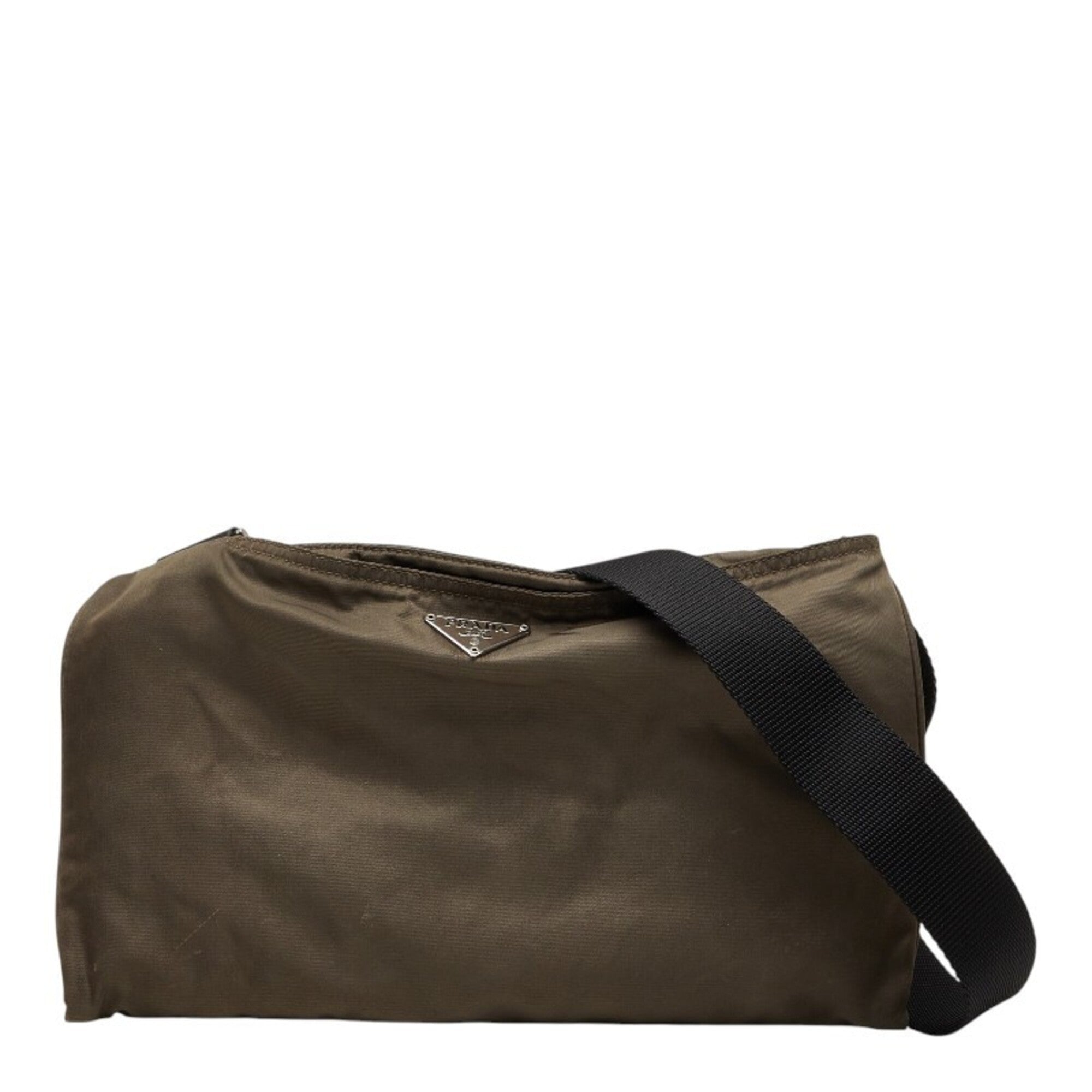 Prada Brown Nylon Leather Shoulder Bag (Pre-Owned)