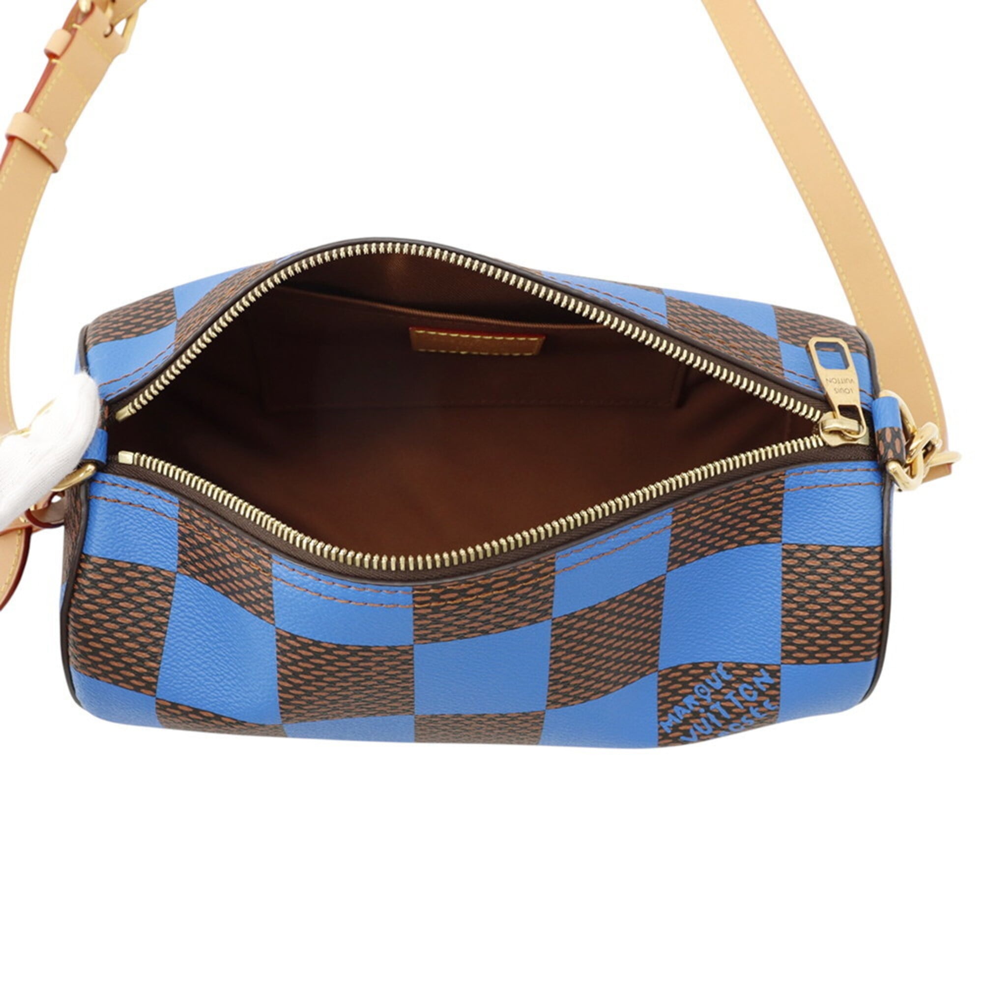 Louis Vuitton Blue Damier Canvas Exotic Leather Handbag Shoulder Bag (Pre-Owned)