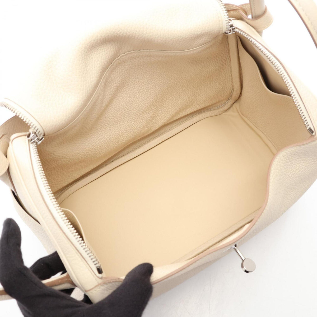 Hermes Ivory Taurillon Clemence Leather Handbag Shoulder Bag (Pre-Owned)