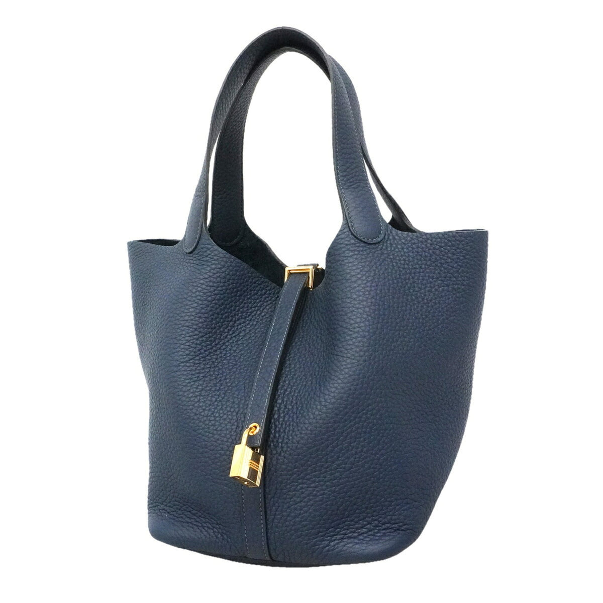 Hermes Navy Taurillon Clemence Leather Handbag (Pre-Owned)