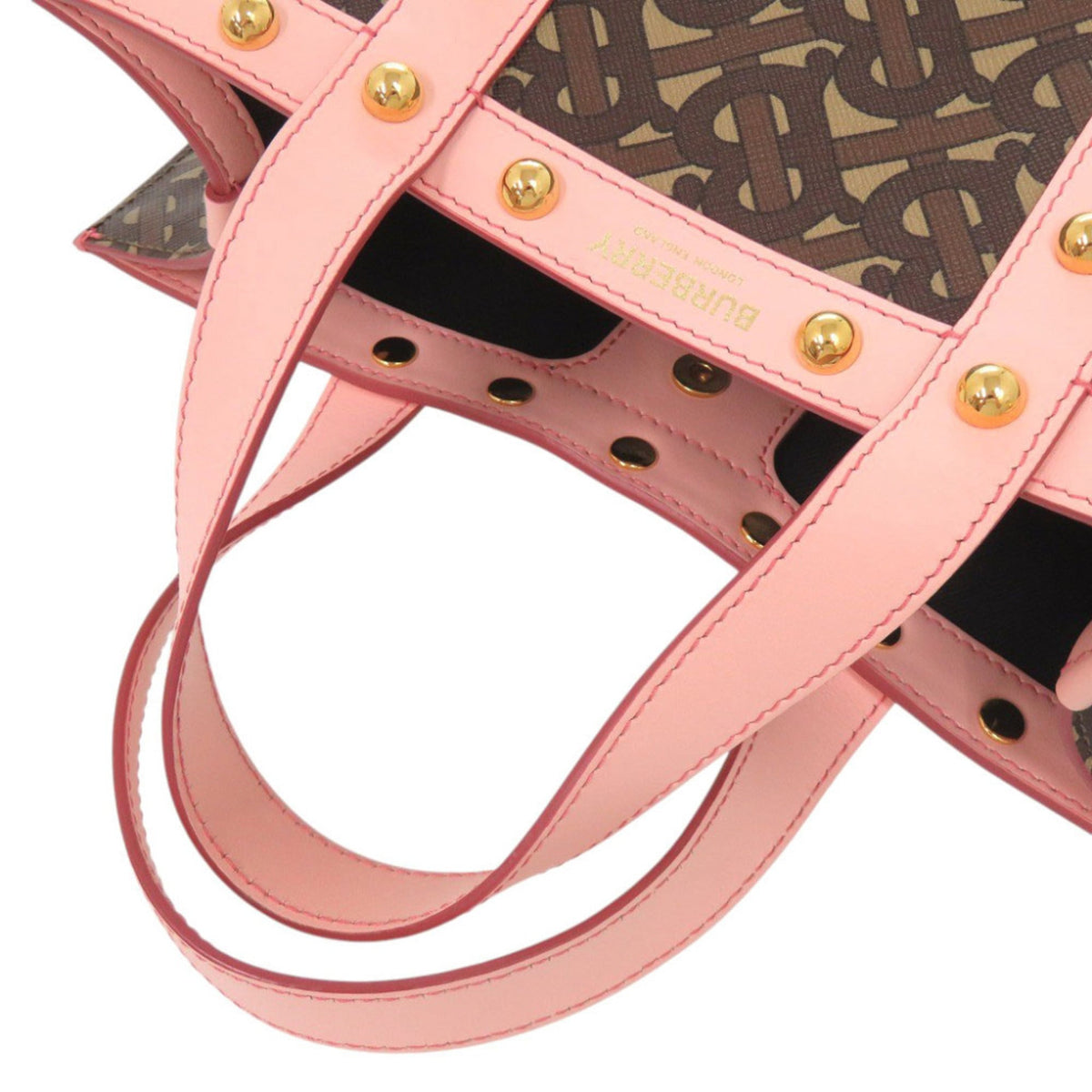 Burberry Brown Pink Pvc Leather Shoulder Bag Tote Bag (Pre-Owned)