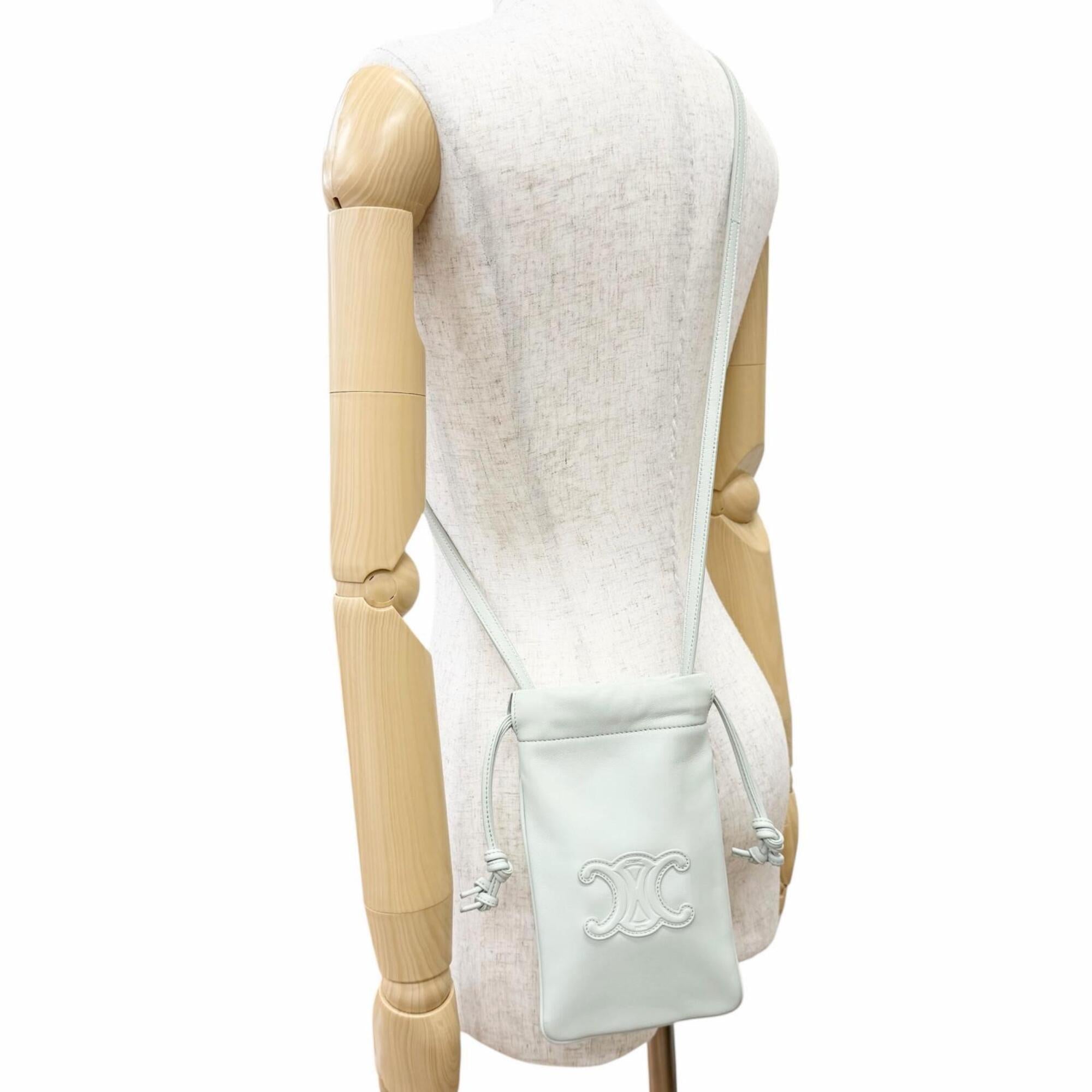 Celine Light Green Leather Pouch Shoulder Bag (Pre-Owned)