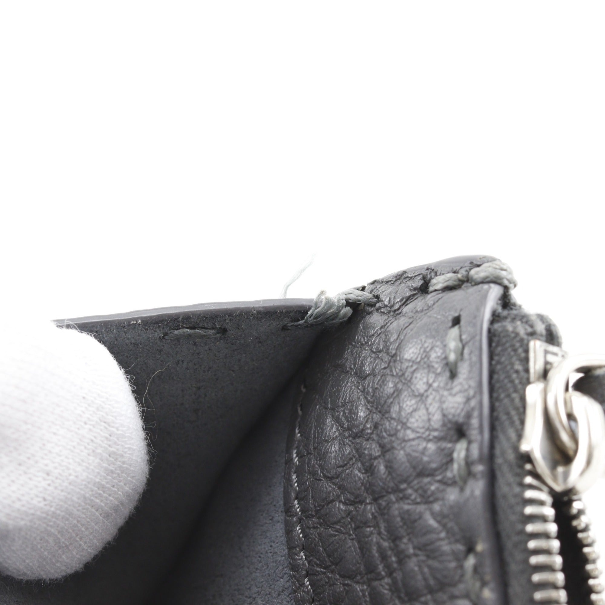 Fendi Selleria Gray Leather Coin Purse/Coin Case (Pre-Owned)